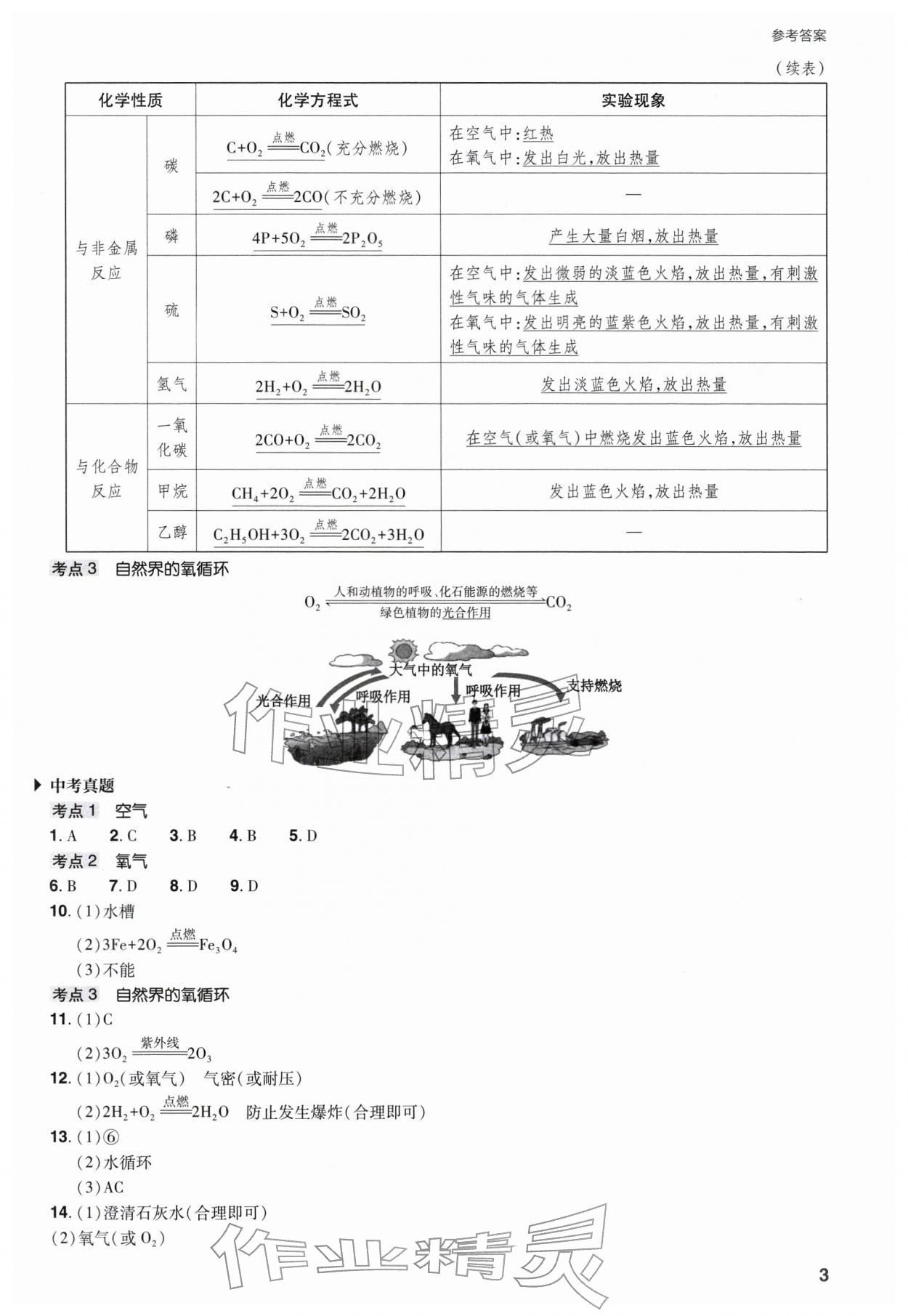 2026年山西省中考指導(dǎo)化學(xué)&nbsp;參考答案第3頁(yè)