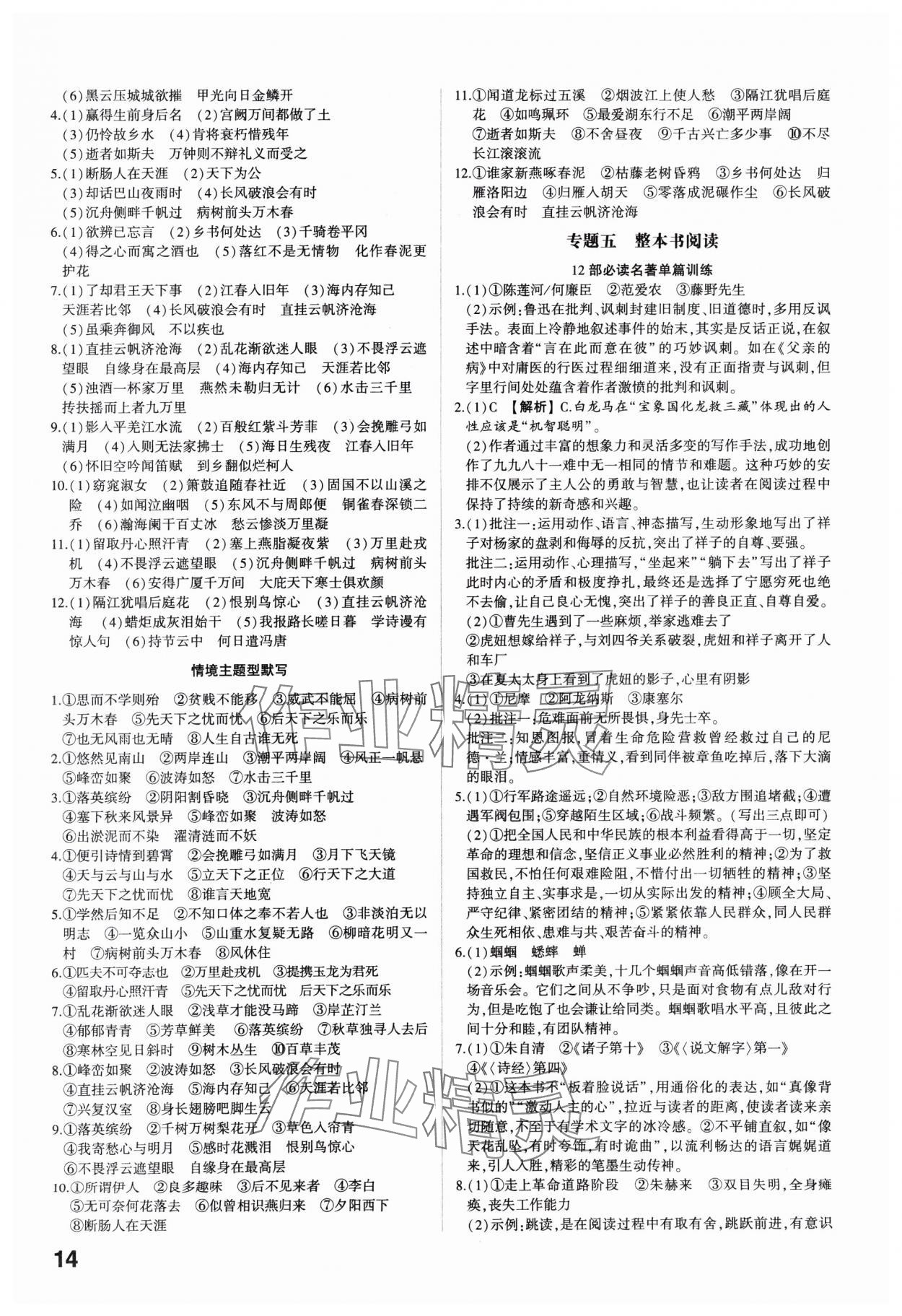 2025年學考傳奇語文中考濟南專版 參考答案第13頁