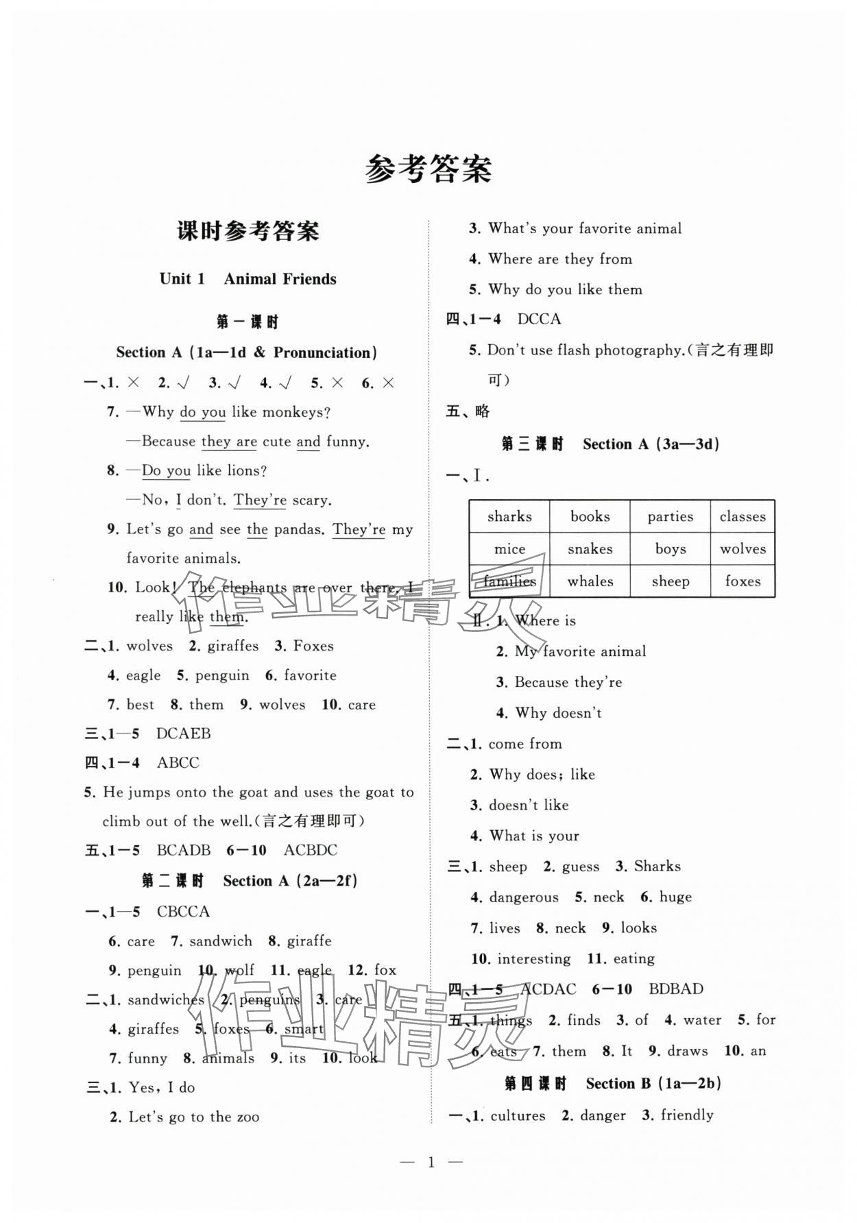 2025年真實課堂課時作業七年級英語下冊人教版 第1頁