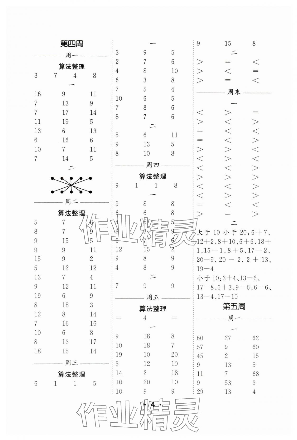 2024年口算天天練每日5分鐘一年級數(shù)學下冊蘇教版 第4頁