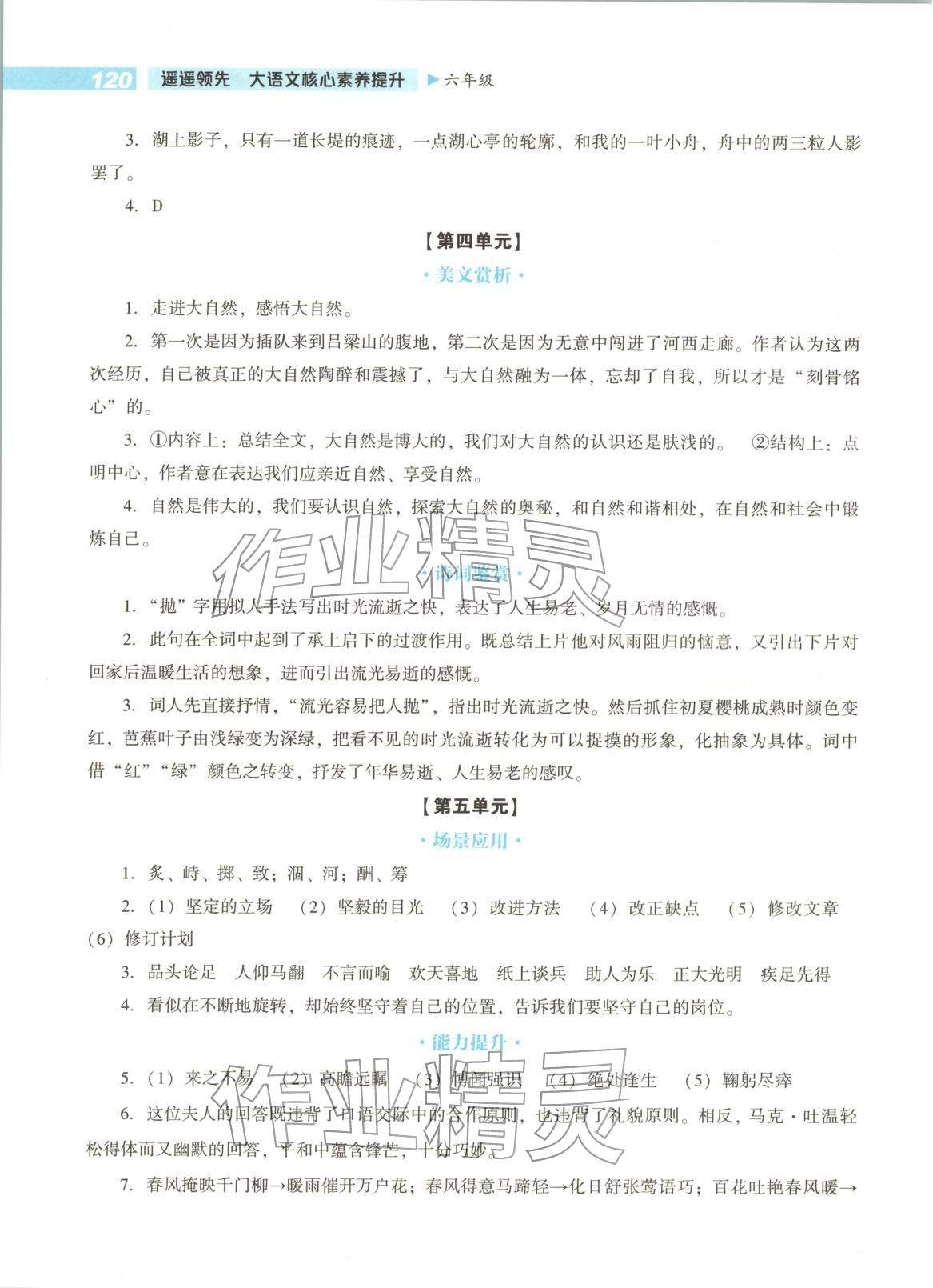 2025年遙遙領先核心素養提升六年級語文上冊人教版&nbsp;參考答案第3頁