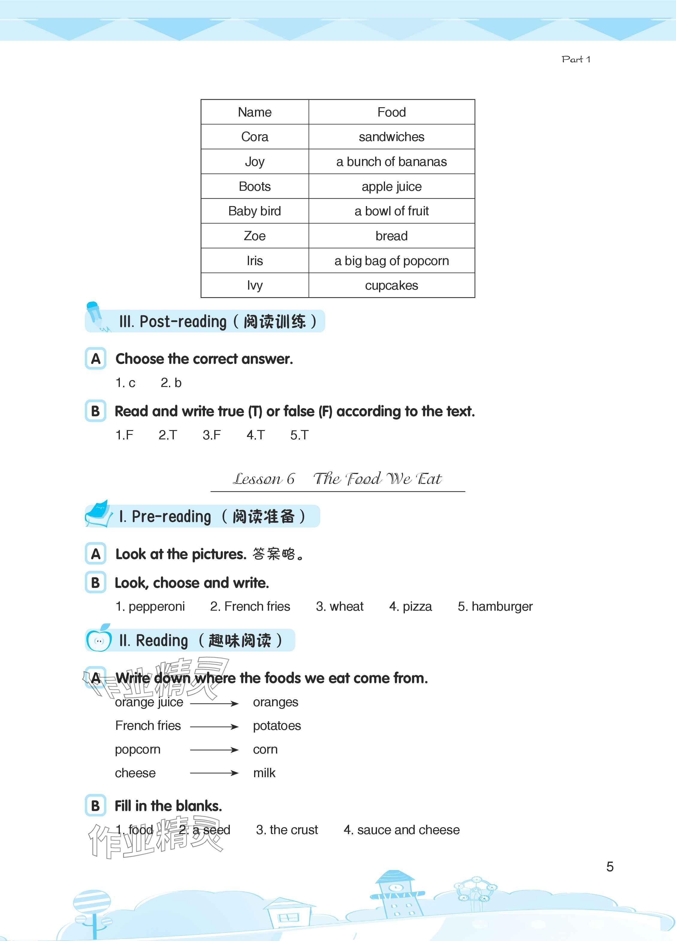 2025年长江作业本小学英语阅读训练五六年级 参考答案第5页