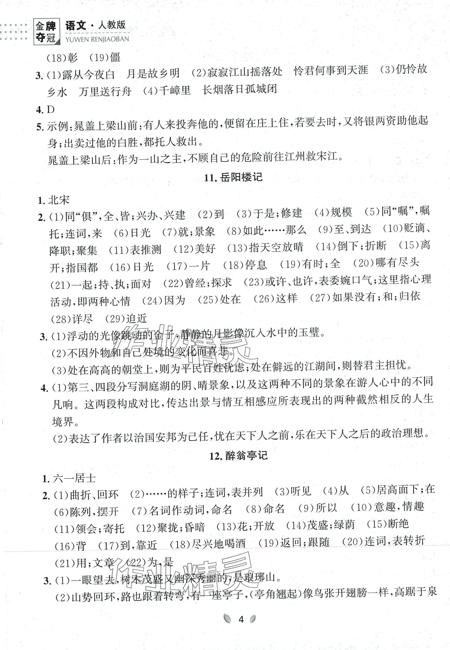 2023年點石成金金牌奪冠九年級語文全一冊人教版遼寧專版 第4頁