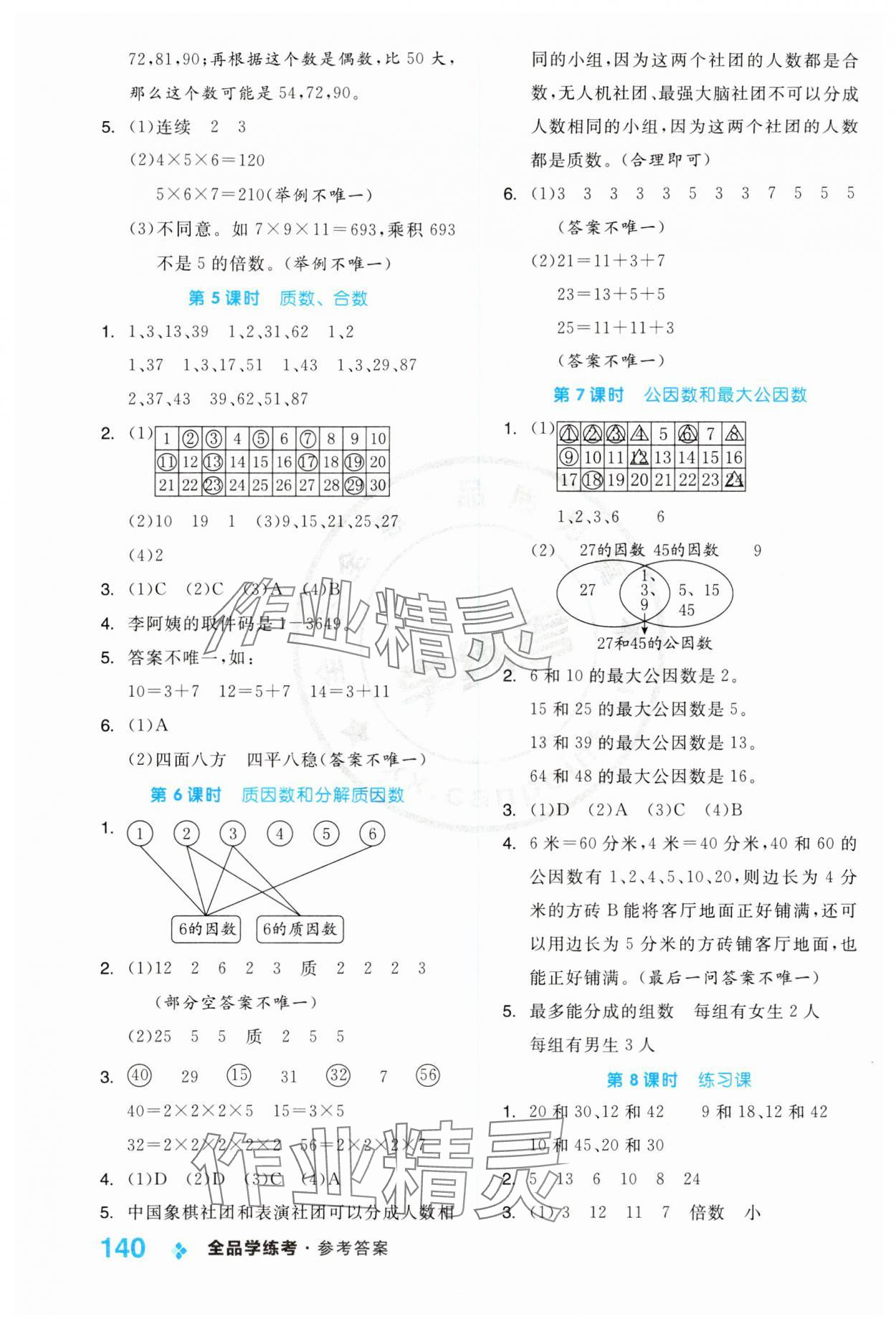 2024年全品学练考五年级数学下册苏教版 第8页