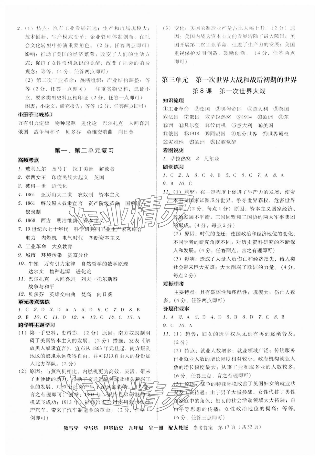 2025年教與學學導練九年級歷史全一冊人教版 第17頁