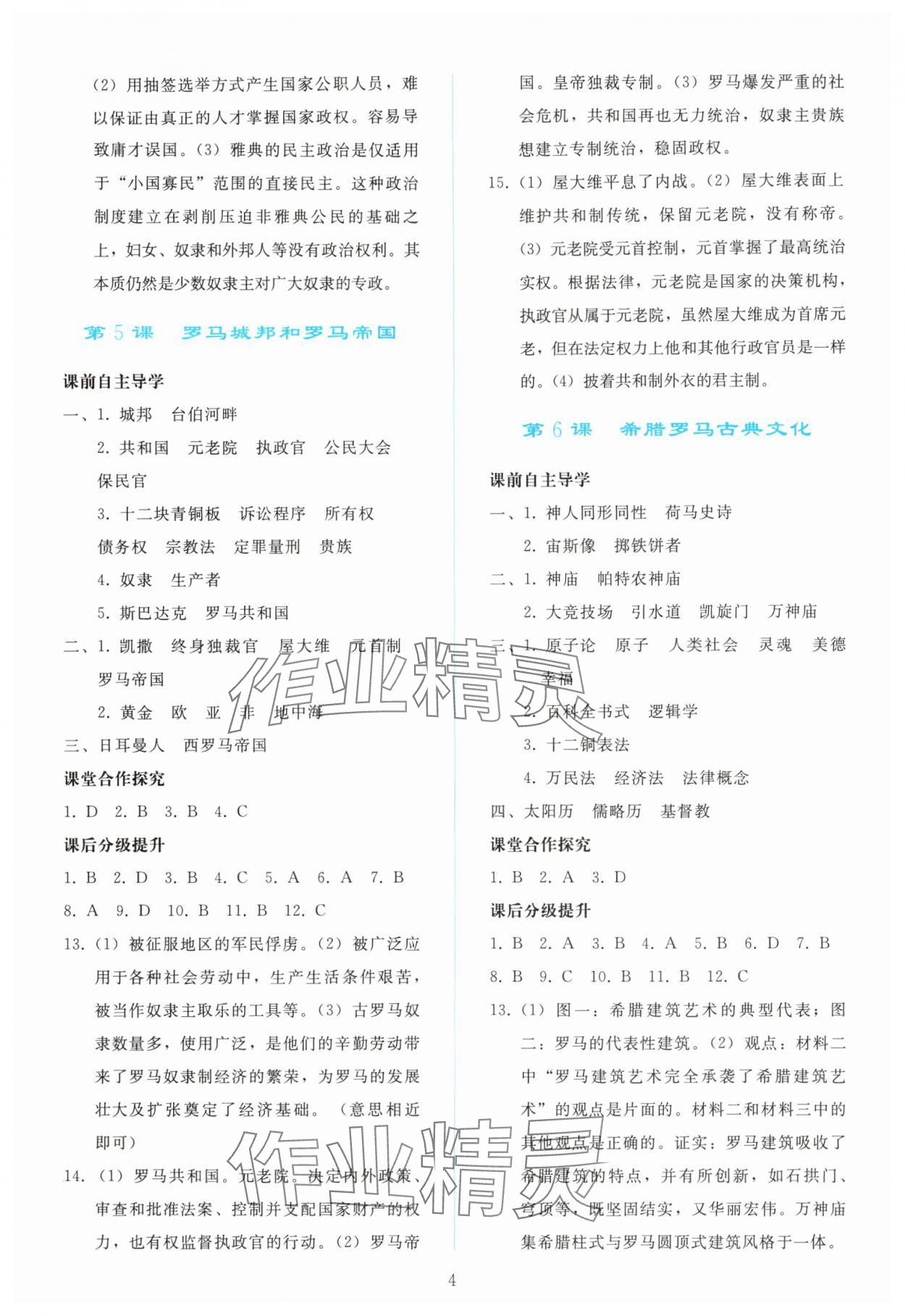 2025年同步轻松练习九年级历史上册人教版 参考答案第3页