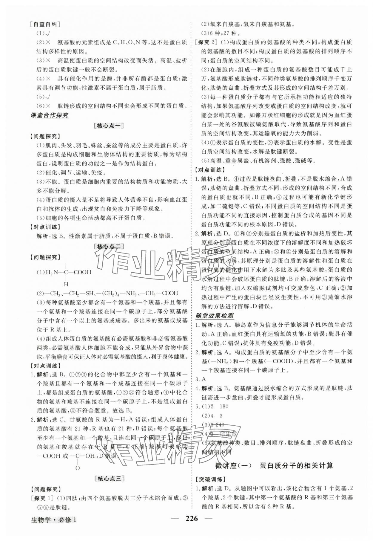 2024年高中同步創(chuàng)新課堂優(yōu)化方案高中生物必修1人教版 參考答案第5頁