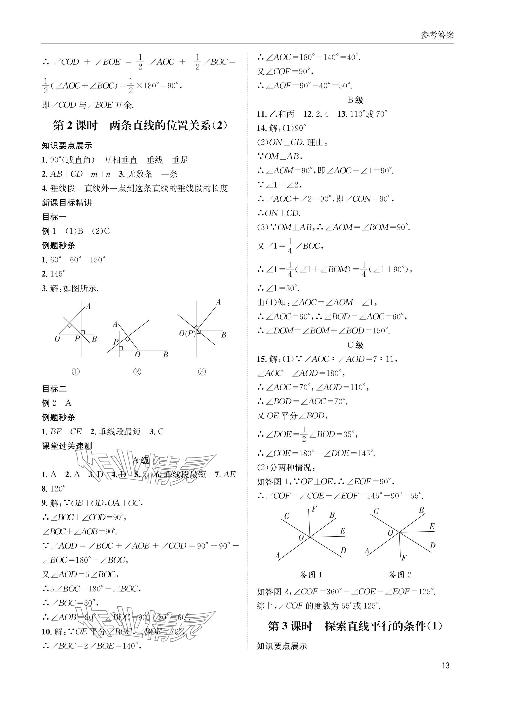 2025年名校課課練七年級數學下冊北師大版 參考答案第13頁