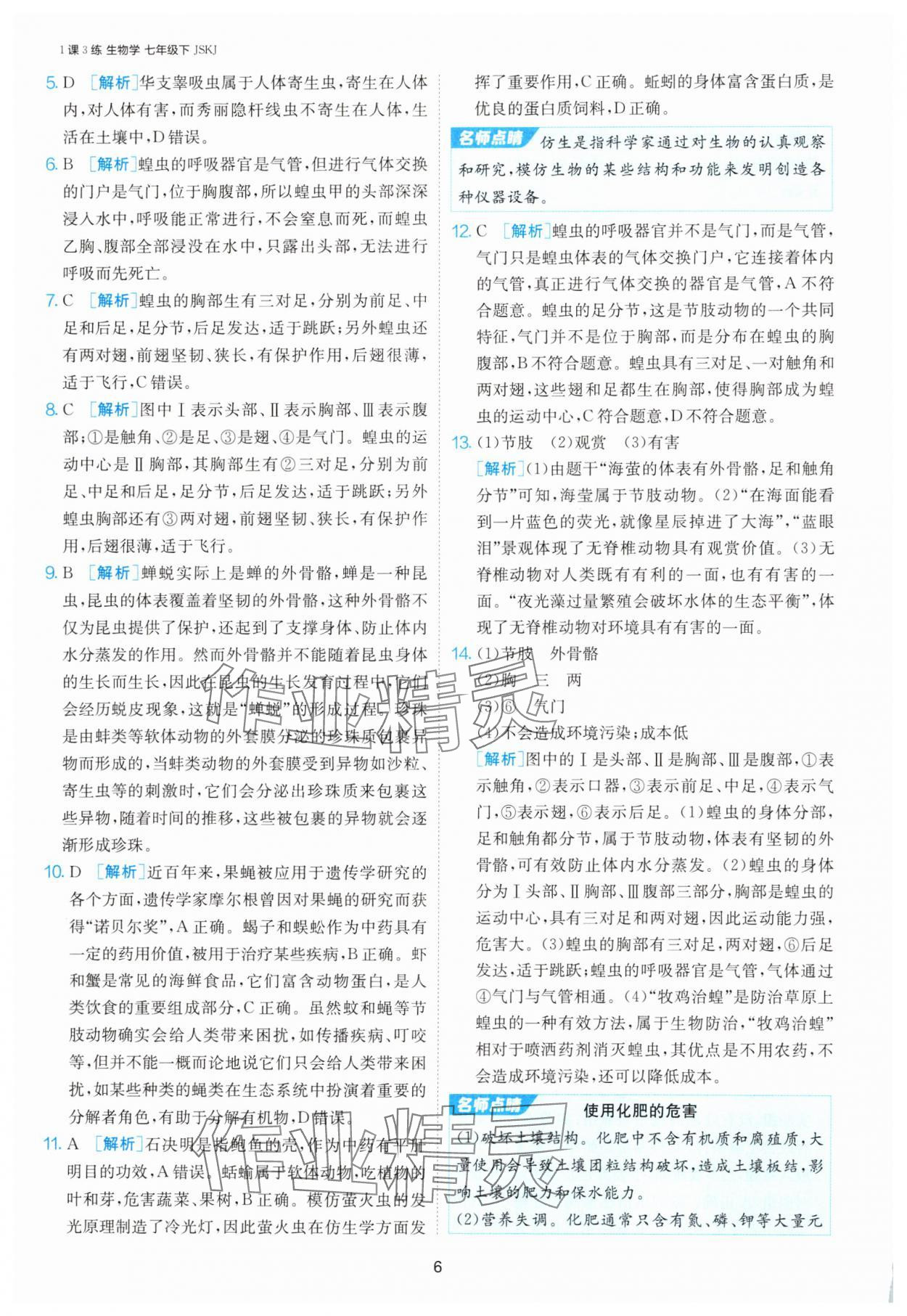 2025年1課3練單元達(dá)標(biāo)測試七年級(jí)生物下冊(cè)蘇科版 第6頁