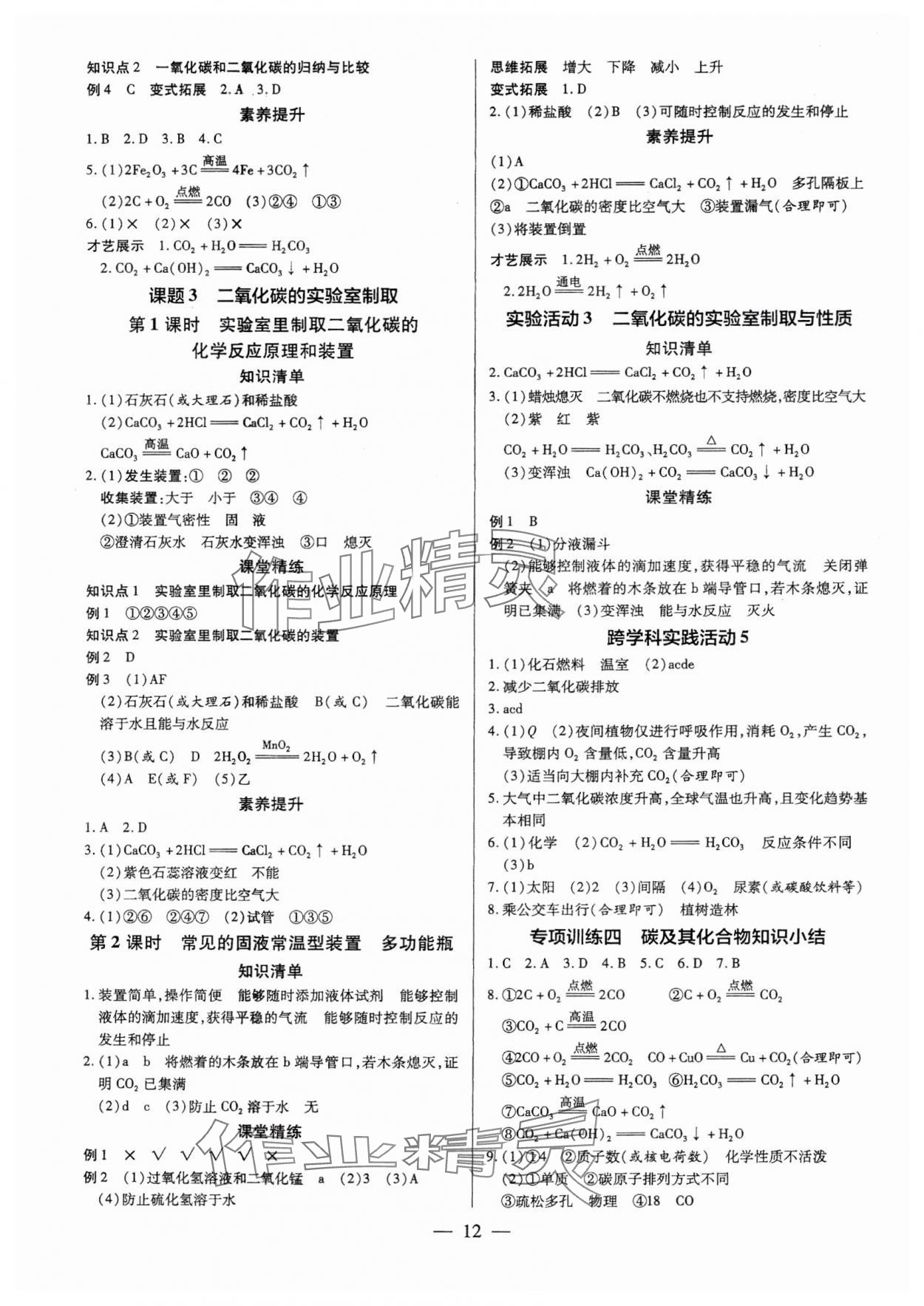 2025年領(lǐng)跑作業(yè)本九年級(jí)化學(xué)全一冊(cè)人教版廣東專(zhuān)版 第12頁(yè)