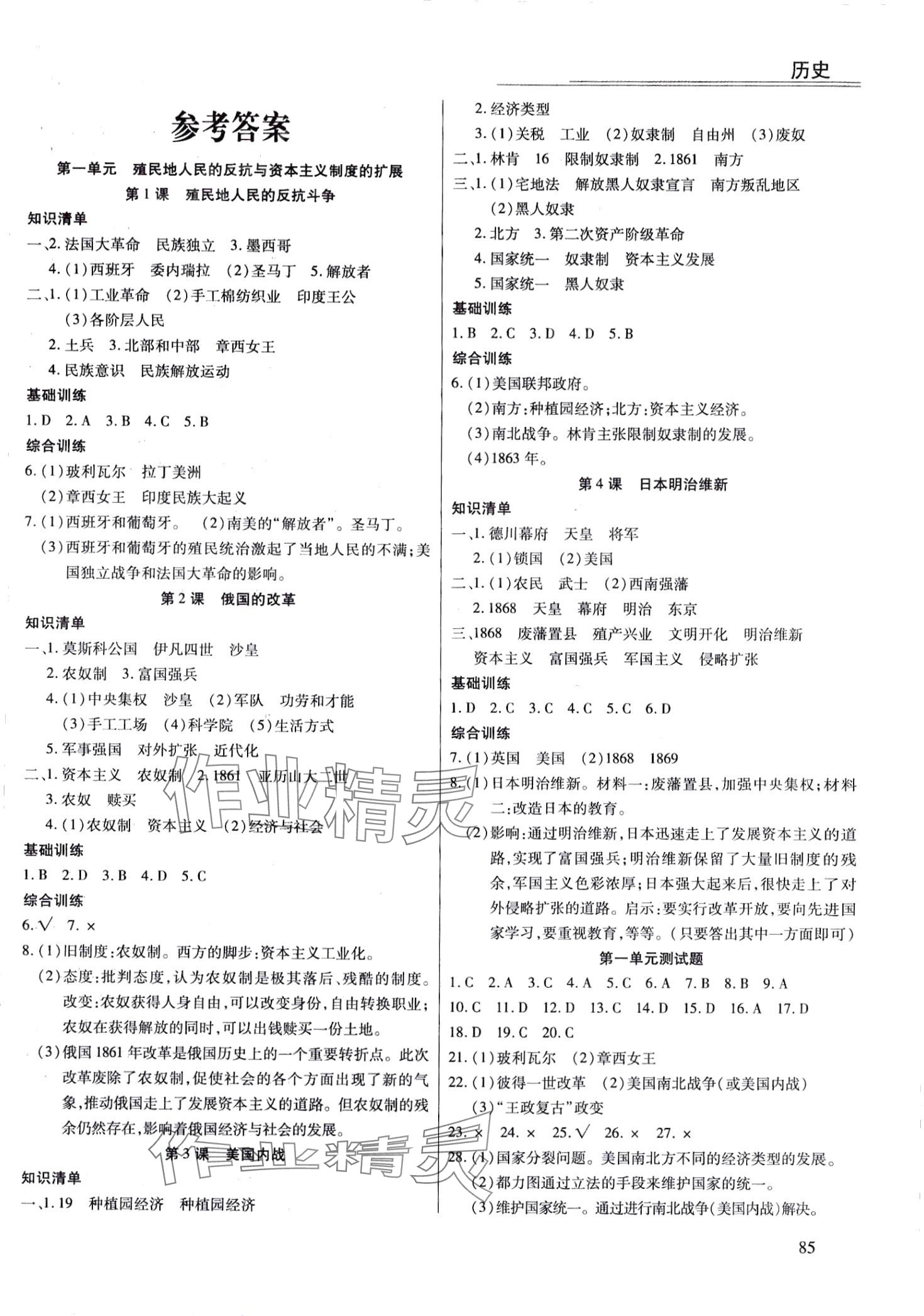 2024年全练练测考九年级历史下册人教版 第1页