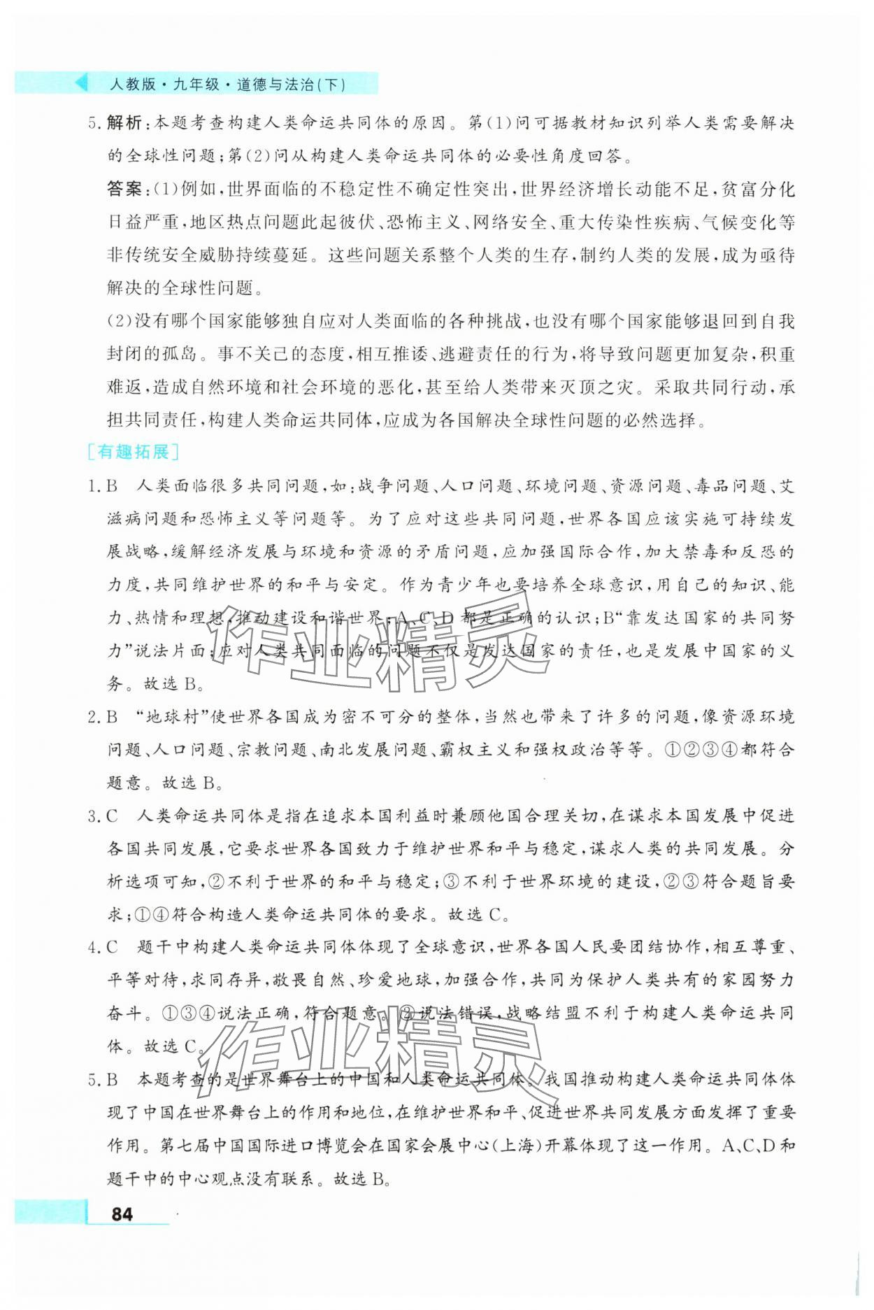 2025年名師點撥配套練習課時作業(yè)九年級道德與法治下冊人教版 第6頁