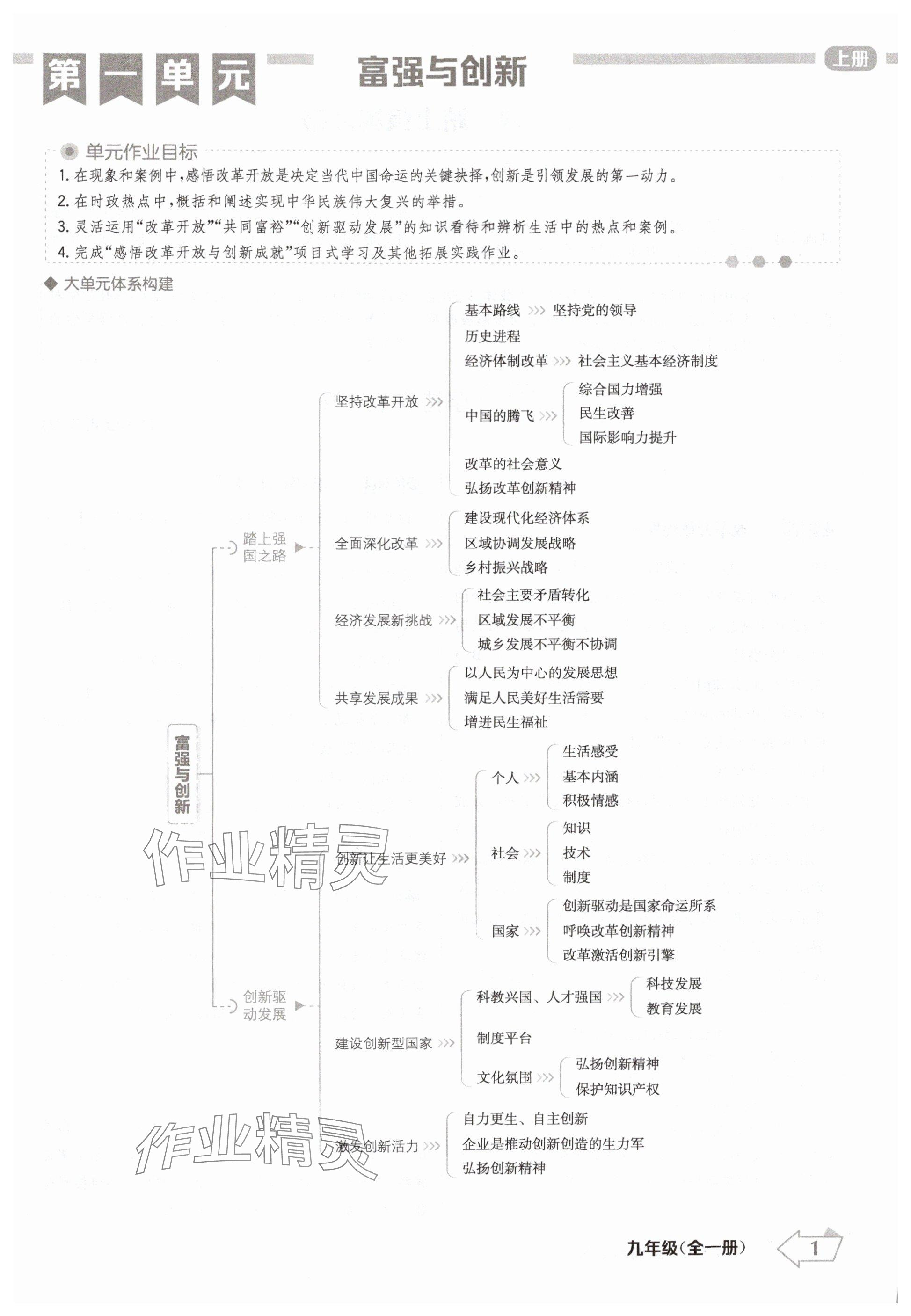 2024年金牌學練測九年級道德與法治全一冊人教版 參考答案第1頁