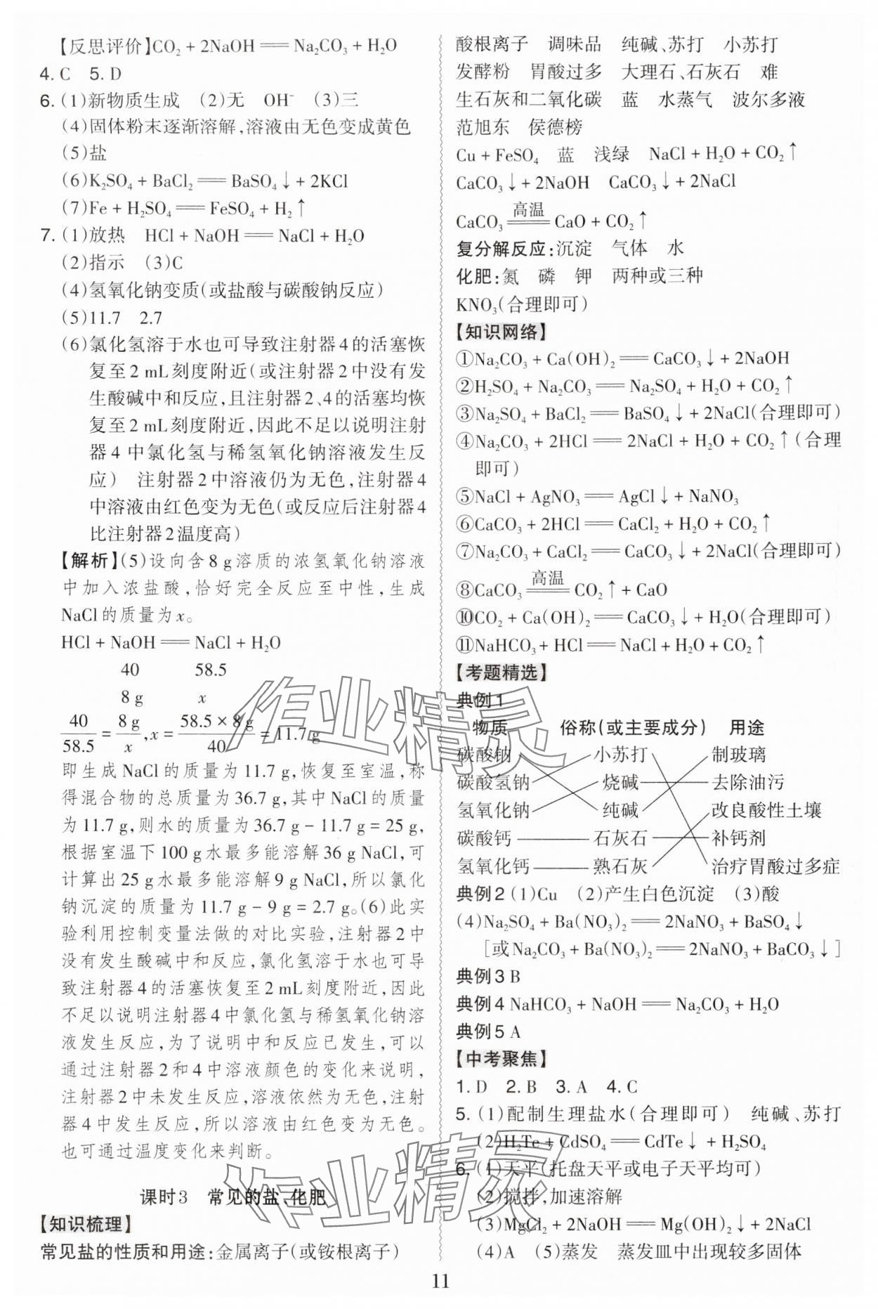 2025年名師中考廣東專用化學(xué) 參考答案第11頁