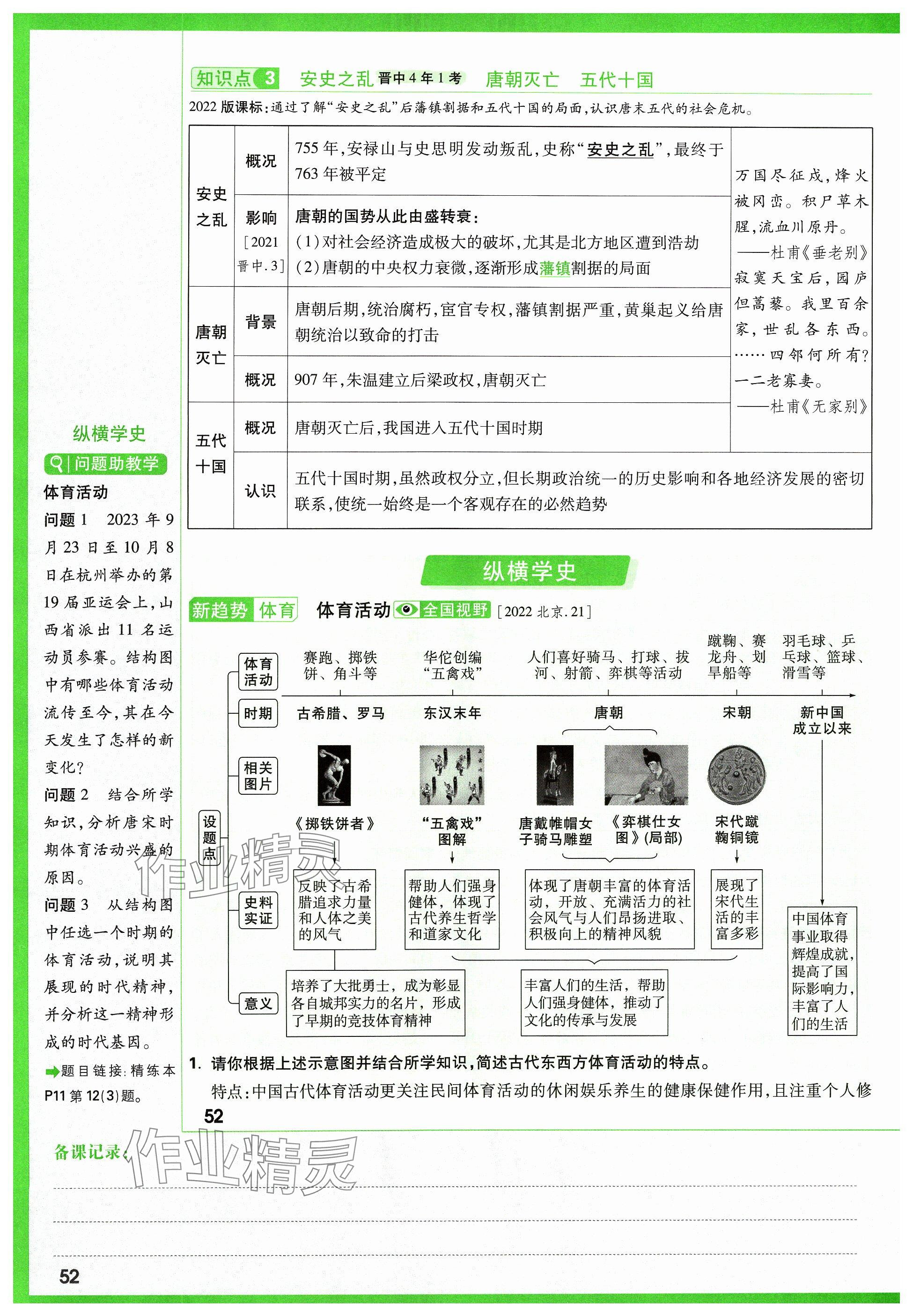 2024年萬唯中考試題研究歷史山西專版 參考答案第68頁