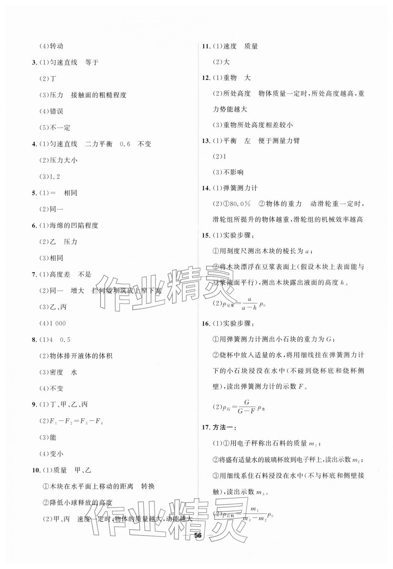 2026年一飞冲天小复习八年级物理下册人教版&nbsp;第10页