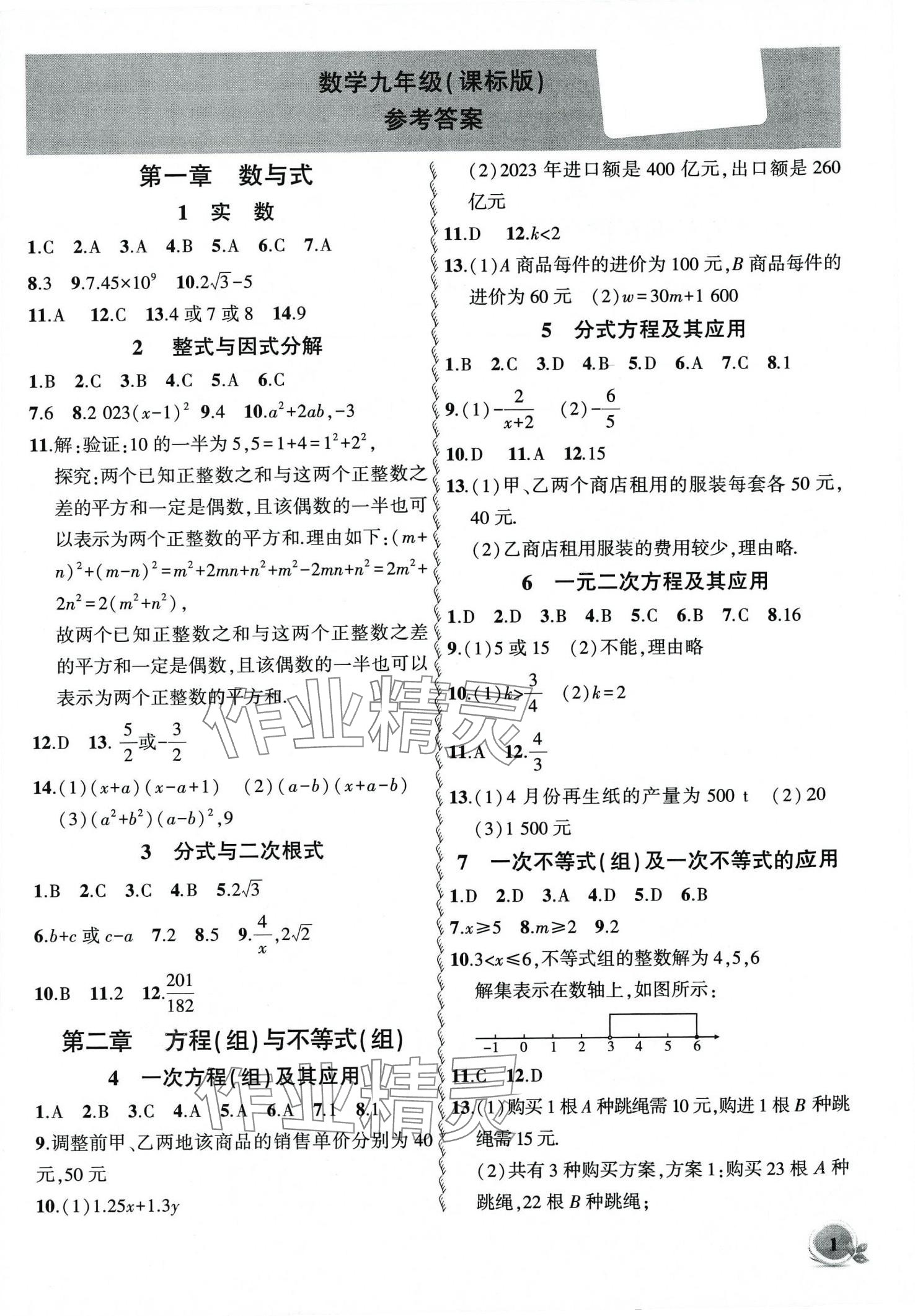 2024年假期总动员寒假必刷题九年级数学 第1页