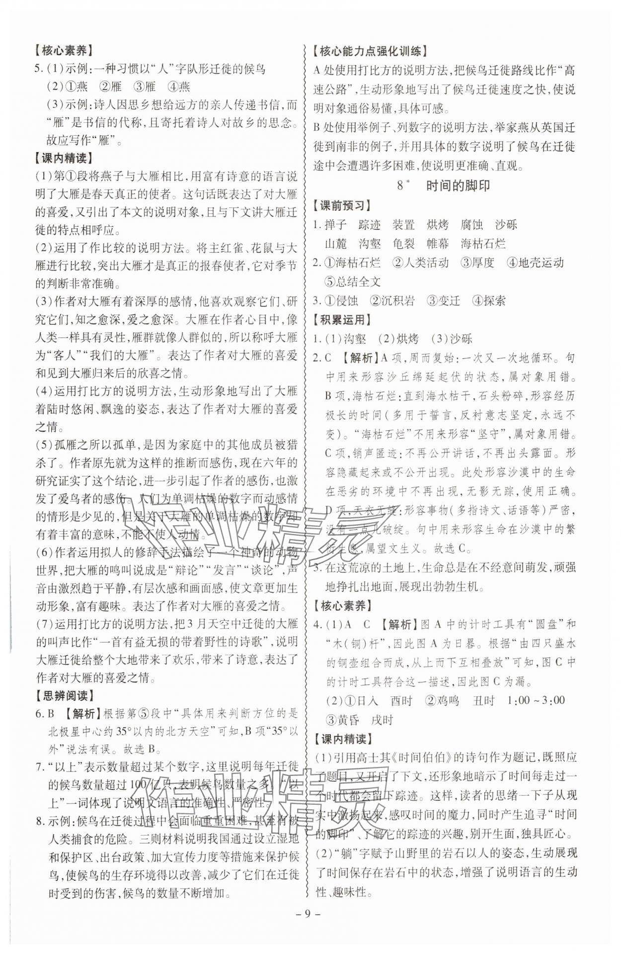 2025年同步?jīng)_刺八年級語文下冊人教版 參考答案第9頁