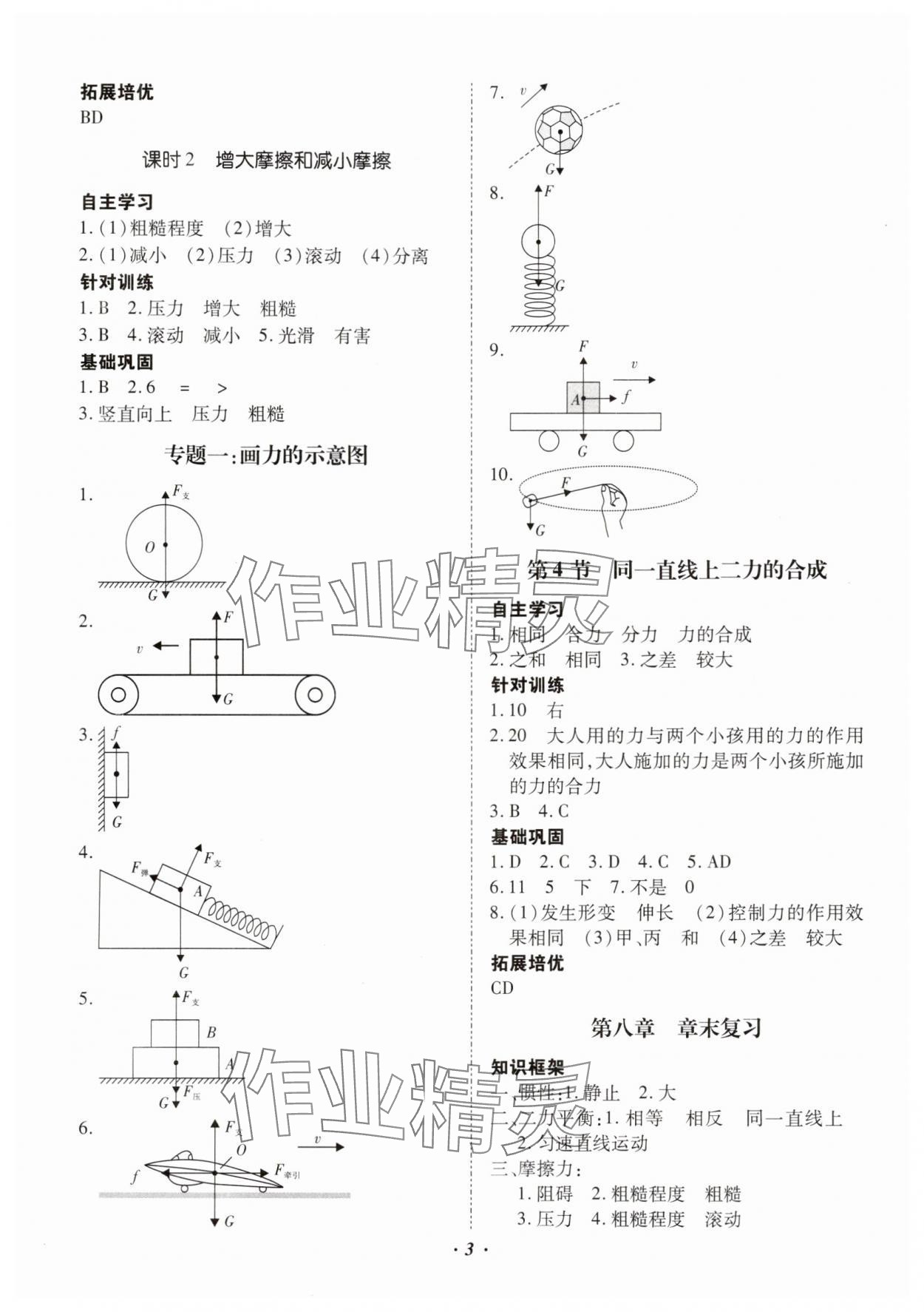 2025年本土攻略八年級物理下冊人教版云南專版 參考答案第3頁