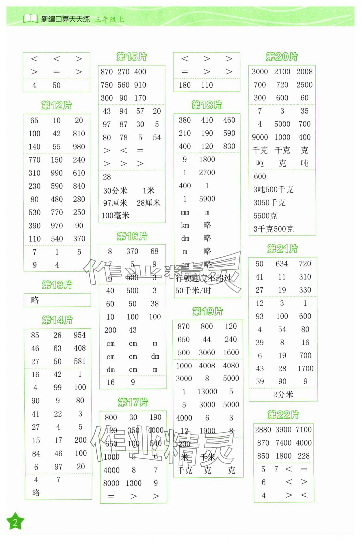 2024年新編口算天天練三年級數學上冊人教版 第2頁
