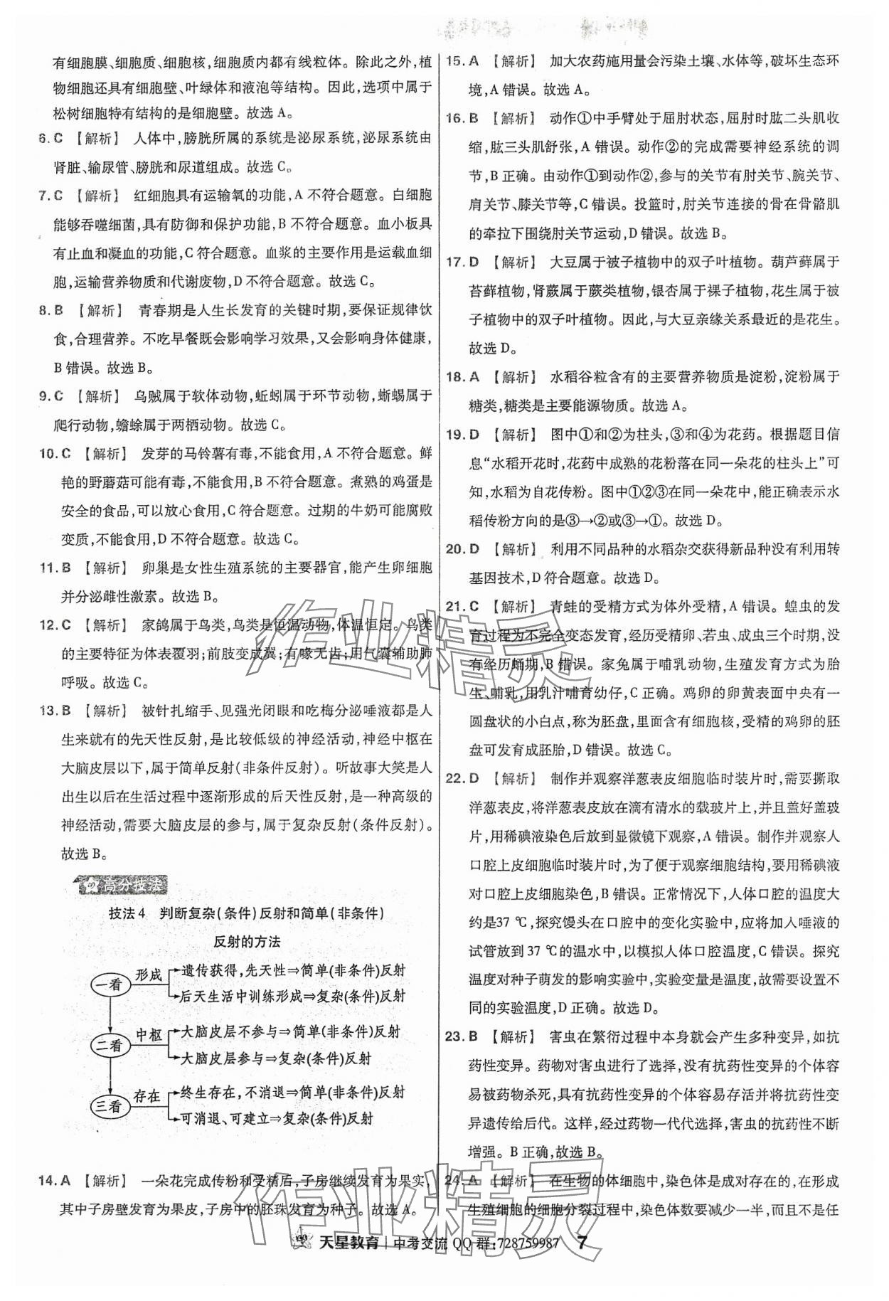 2024年金考卷福建中考45套匯編生物 參考答案第7頁(yè)