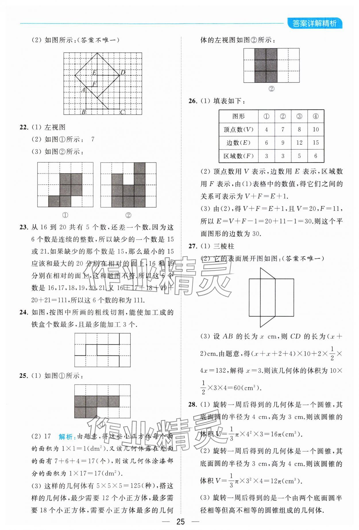 2023年亮點給力全優卷霸七年級數學上冊蘇科版 參考答案第25頁