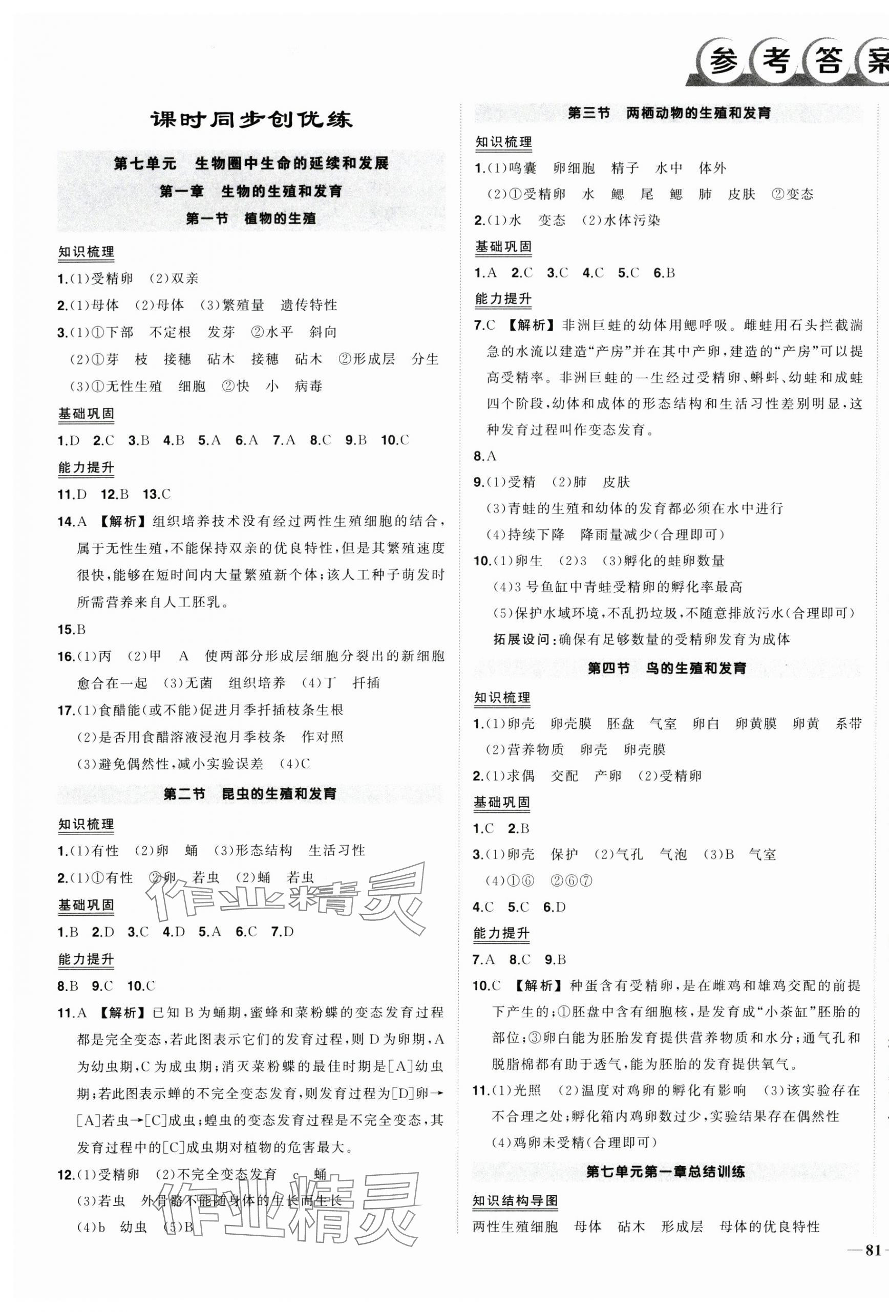 2025年?duì)钤刹怕穭?chuàng)優(yōu)作業(yè)八年級(jí)生物下冊(cè)人教版 第1頁