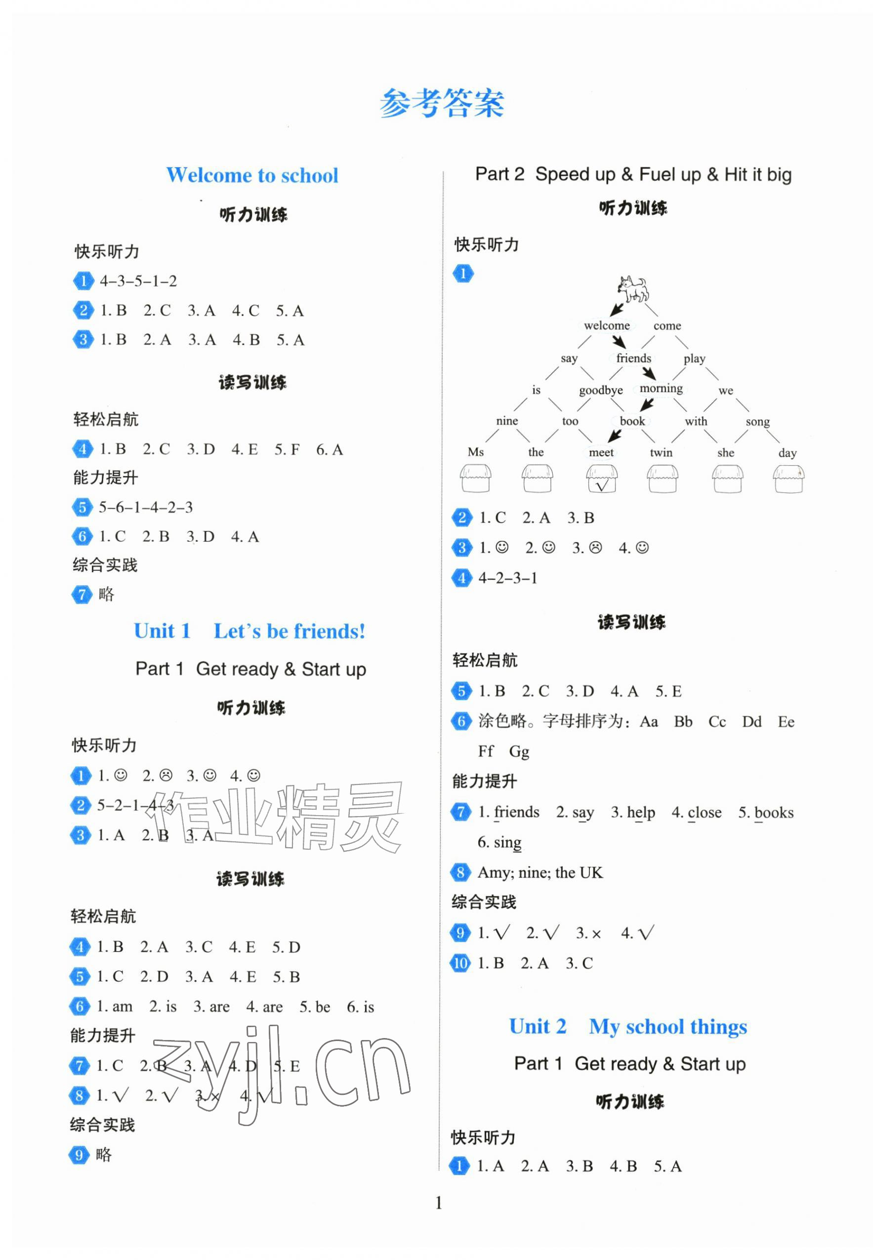 2026年同步练习册外语教学与研究出版社三年级英语上册外研版山东专版&nbsp;第1页