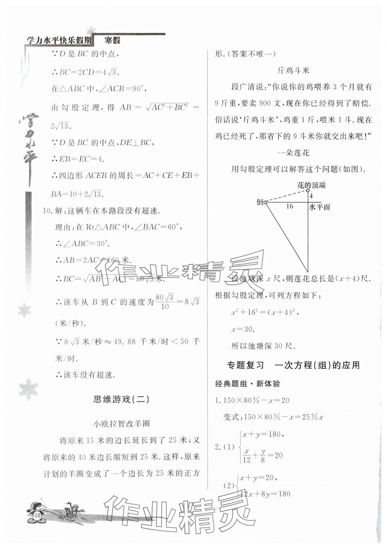 2025年學(xué)力水平快樂假期八年級數(shù)學(xué)北師大版 參考答案第4頁