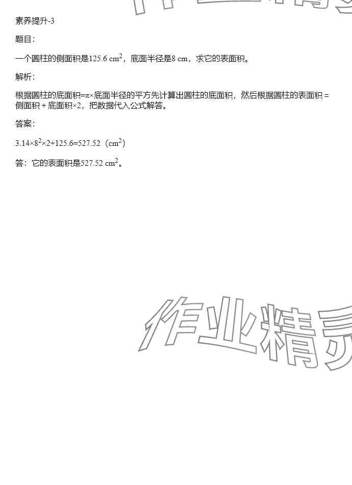 2024年同步实践评价课程基础训练六年级数学下册人教版 参考答案第69页