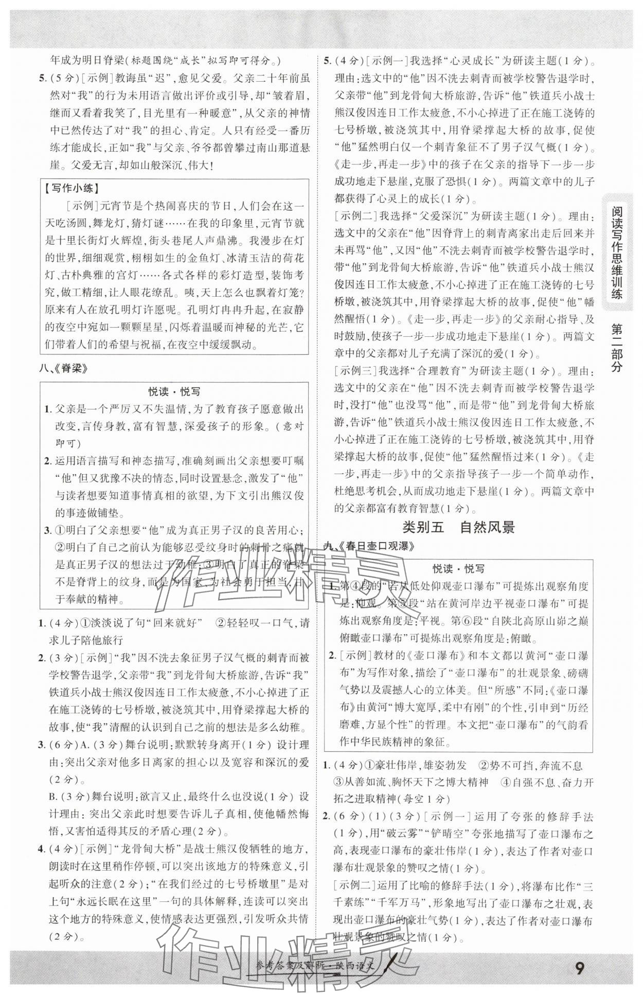 2025年一战成名新中考语文陕西专版 参考答案第8页