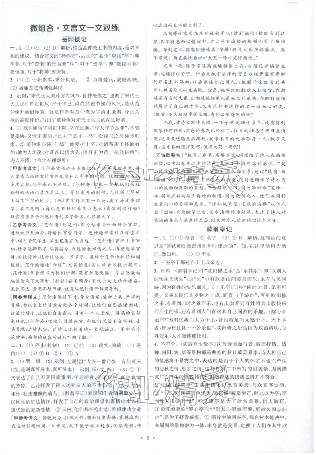 2025年通城学典组合训练九年级语文上册人教版江苏专版&nbsp;第1页