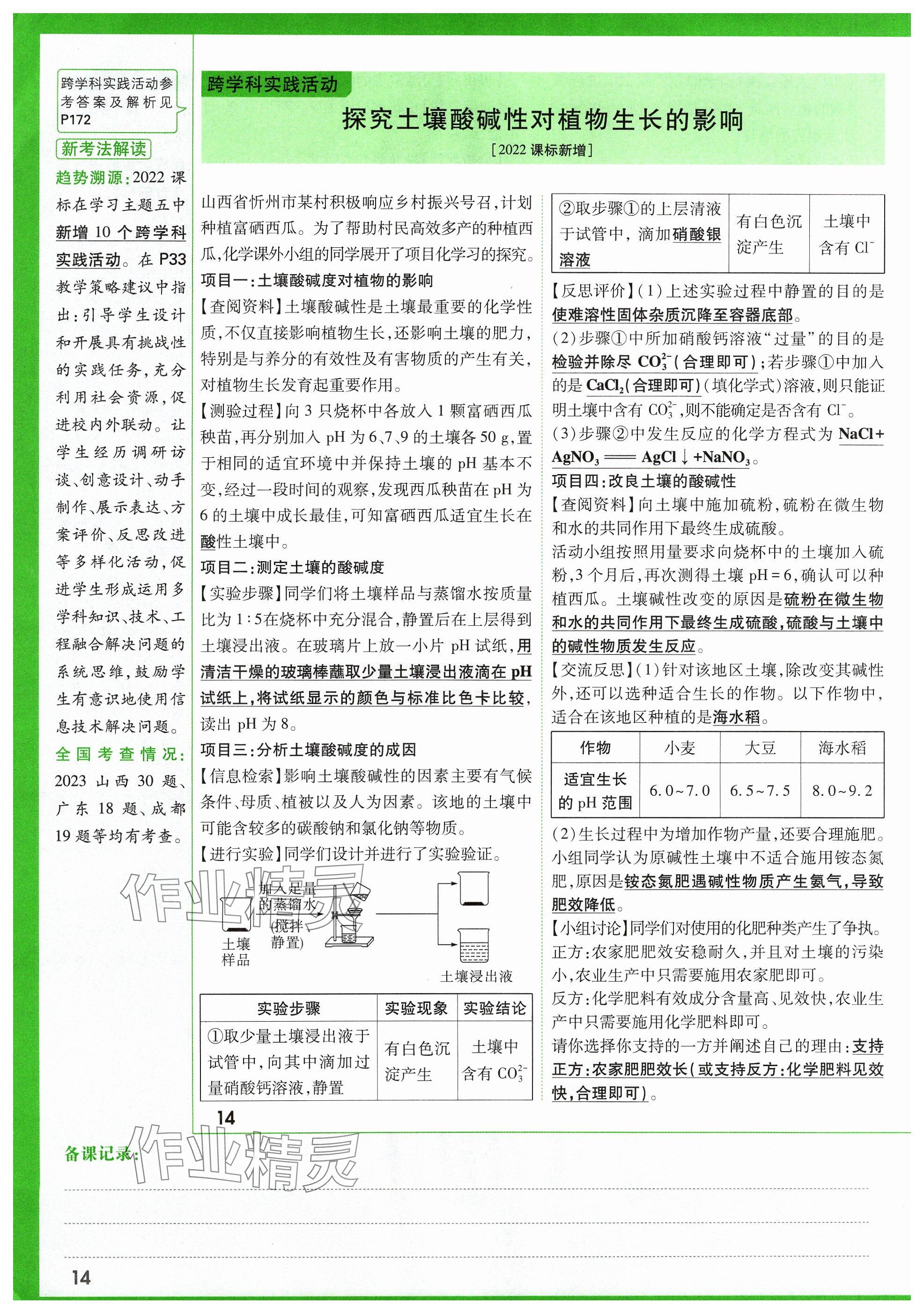 2024年萬(wàn)唯中考試題研究化學(xué)山西專版 參考答案第15頁(yè)