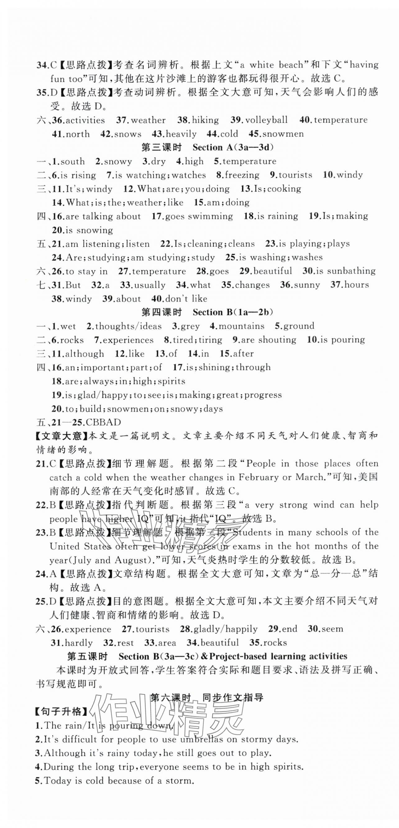 2025年名師面對面同步作業(yè)本七年級英語下冊人教版浙江專版 第19頁
