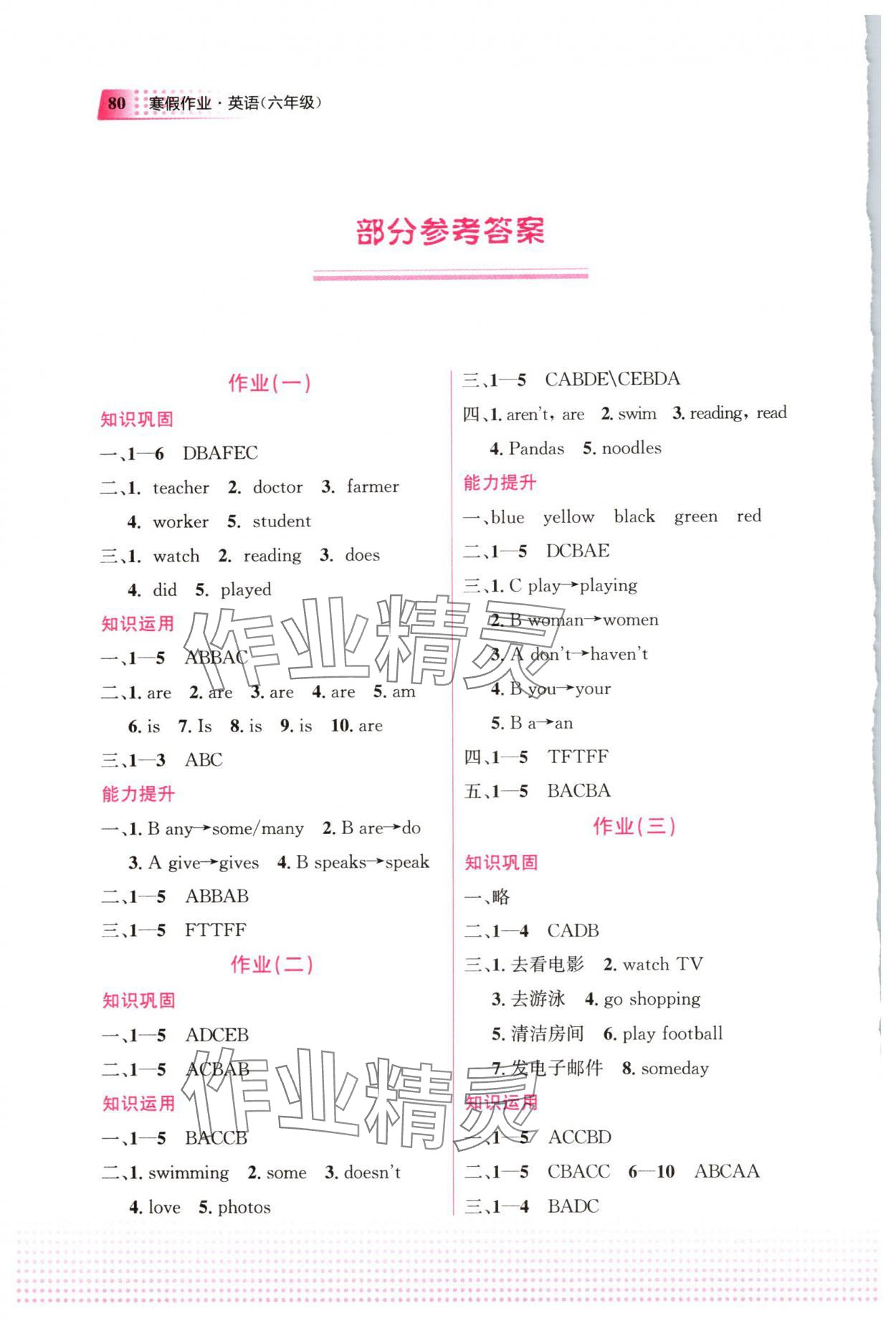 2025年寒假作業(yè)教育科學(xué)出版社六年級英語廣西專版 參考答案第1頁