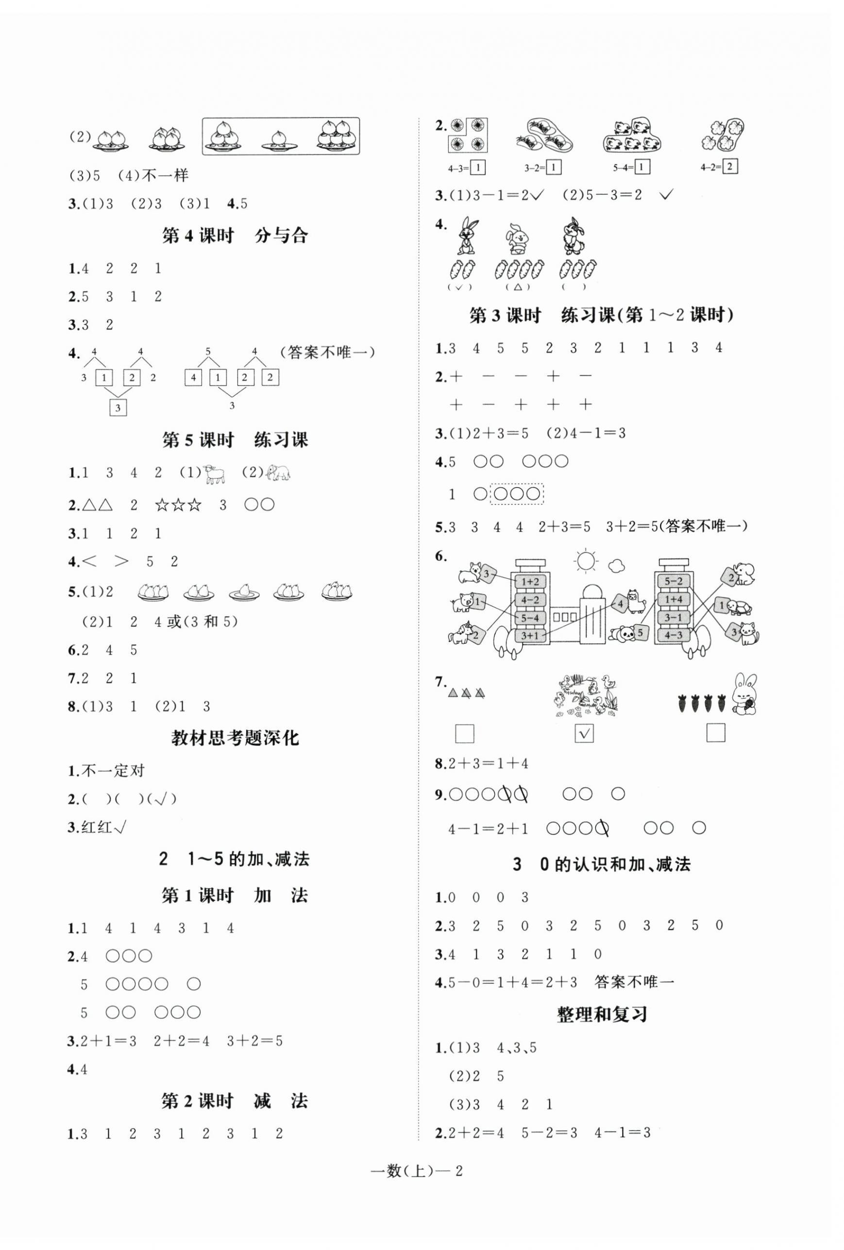2025年小学学习好帮手一年级数学上册人教版 第2页