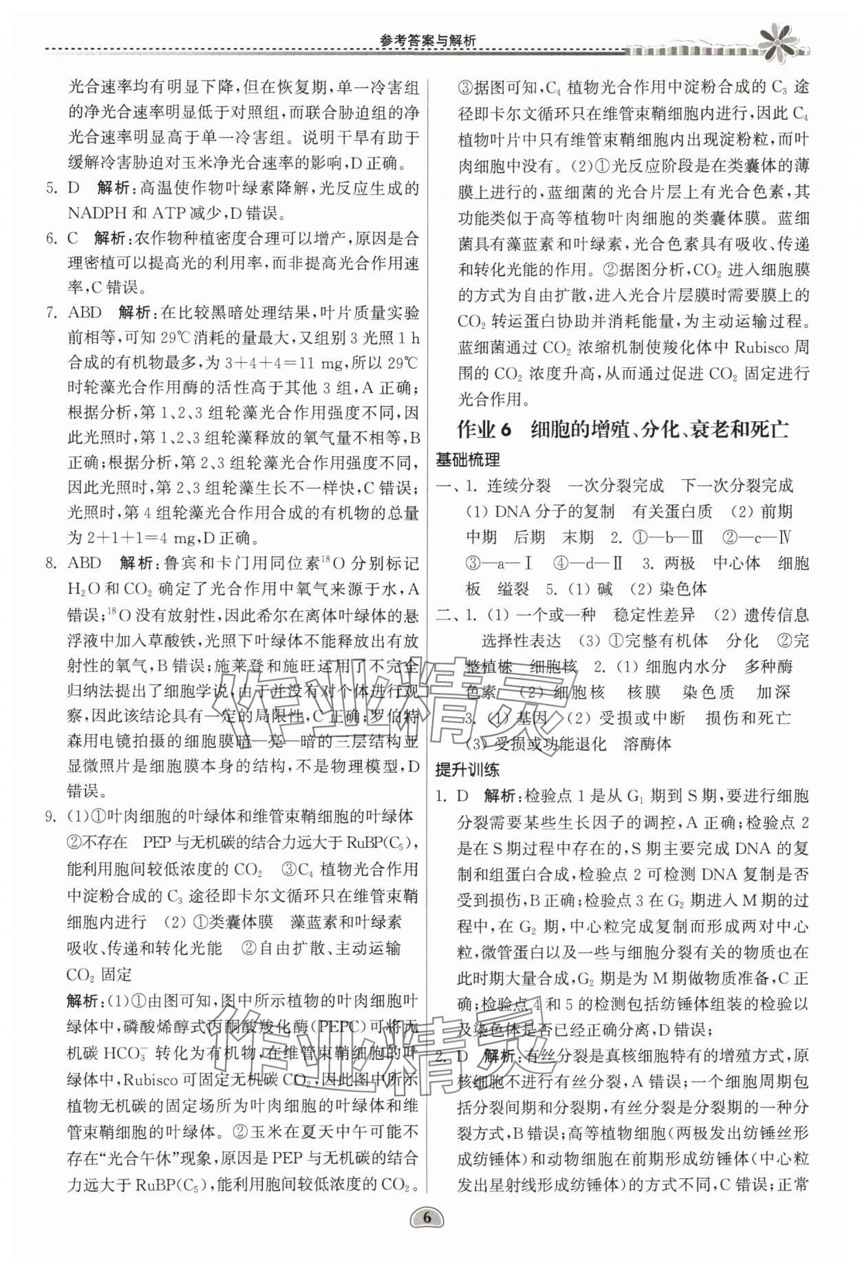 2025年假期好作業(yè)暨期末復(fù)習(xí)暑假高二生物 參考答案第6頁