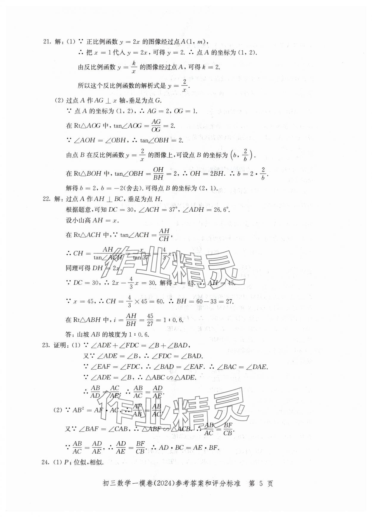 2024年文化课强化训练数学 参考答案第5页