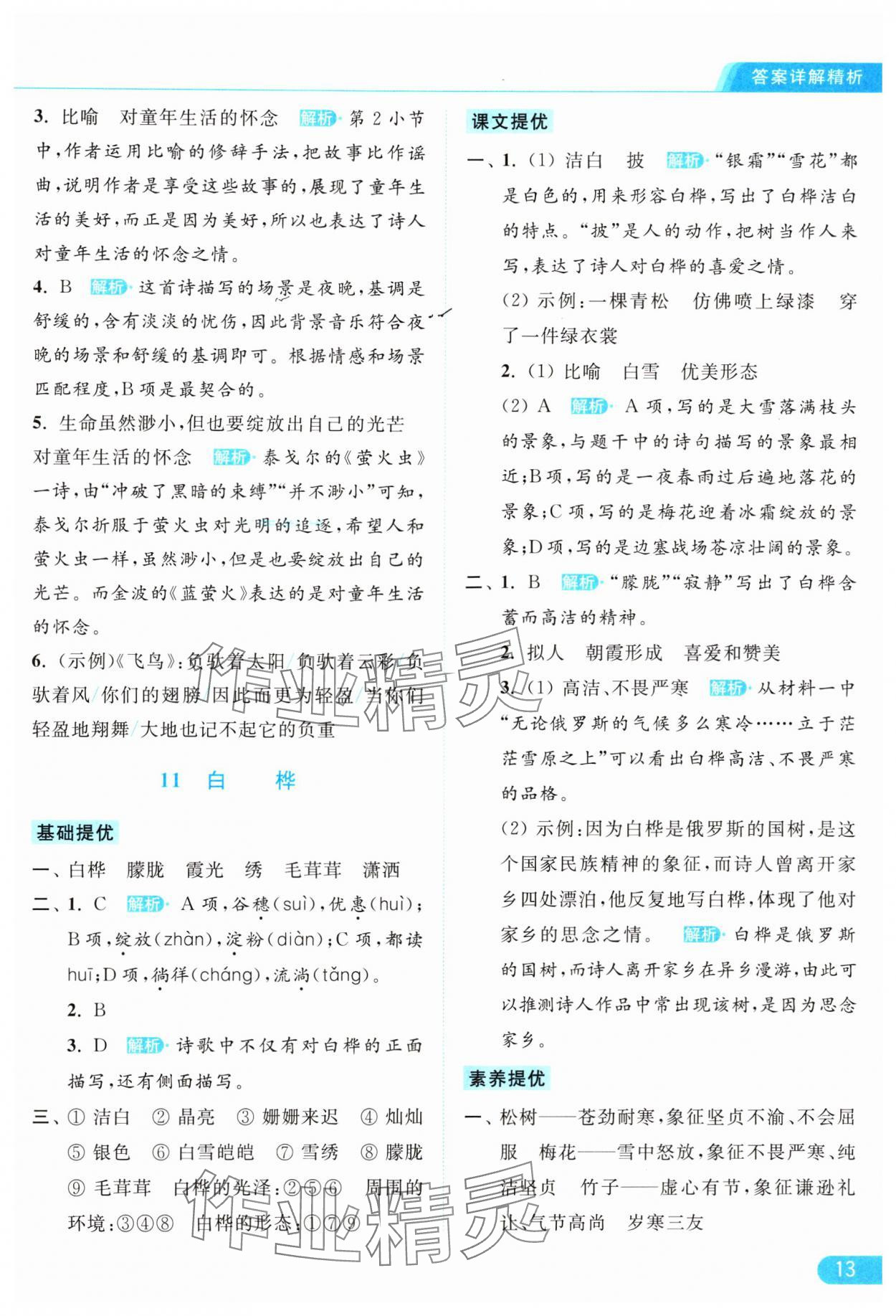 2024年亮點(diǎn)給力提優(yōu)課時(shí)作業(yè)本四年級(jí)語(yǔ)文下冊(cè)統(tǒng)編版 參考答案第13頁(yè)