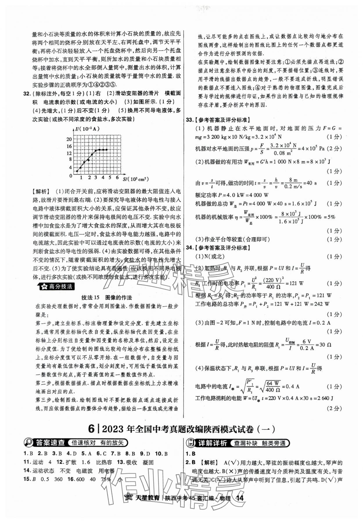 2024年金考卷45套汇编物理陕西专版 参考答案第14页