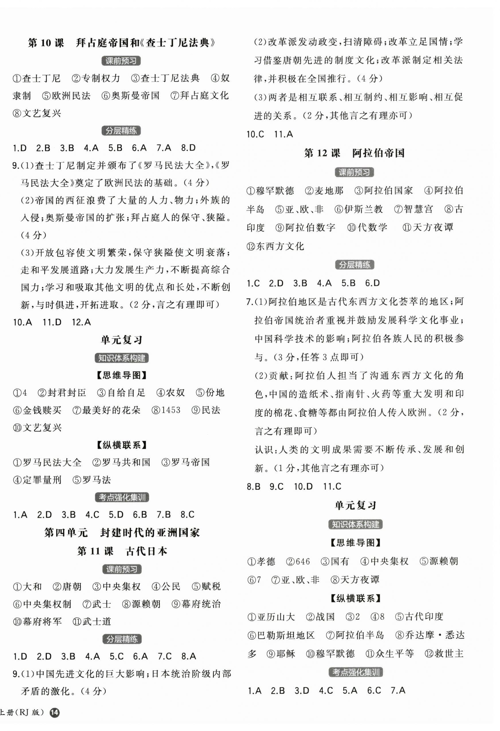 2025年一本同步訓(xùn)練初中歷史九年級上冊人教版安徽專版 第4頁
