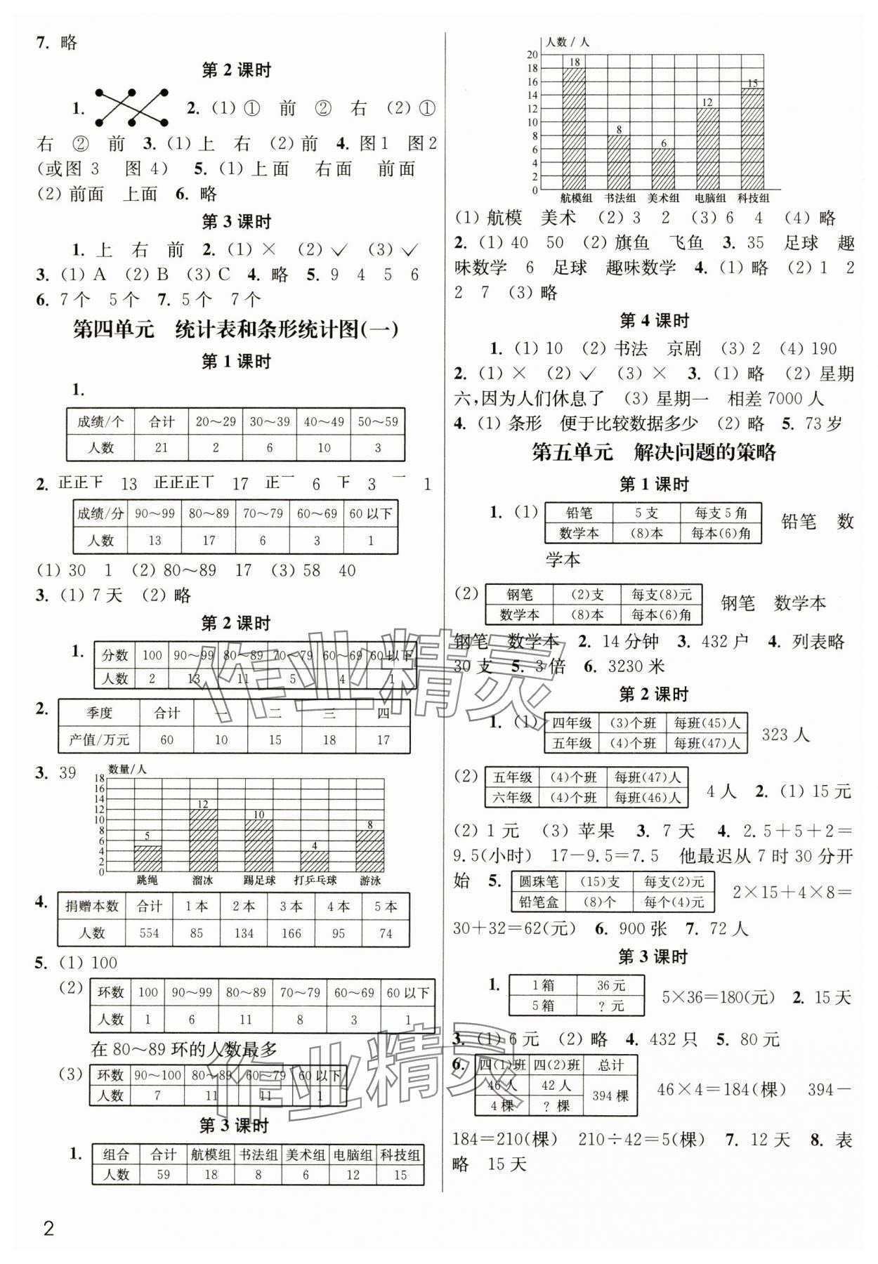 2024年金3练四年级数学上册苏教版 参考答案第2页