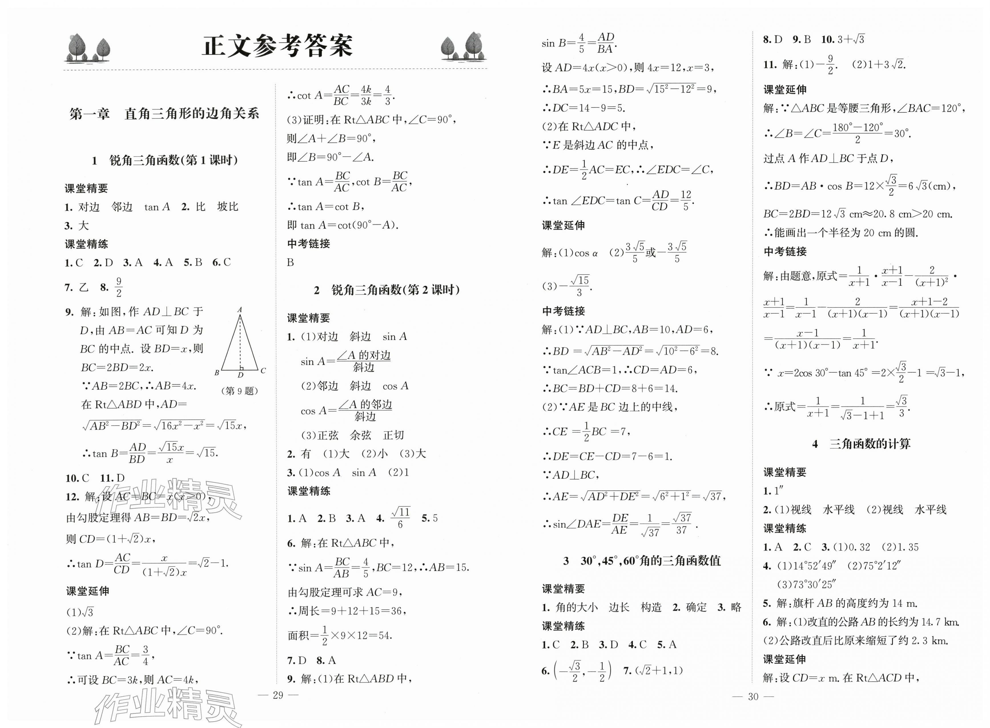 2026年初中同步练习册九年级数学下册北师大版北京师范大学出版社&nbsp;第1页