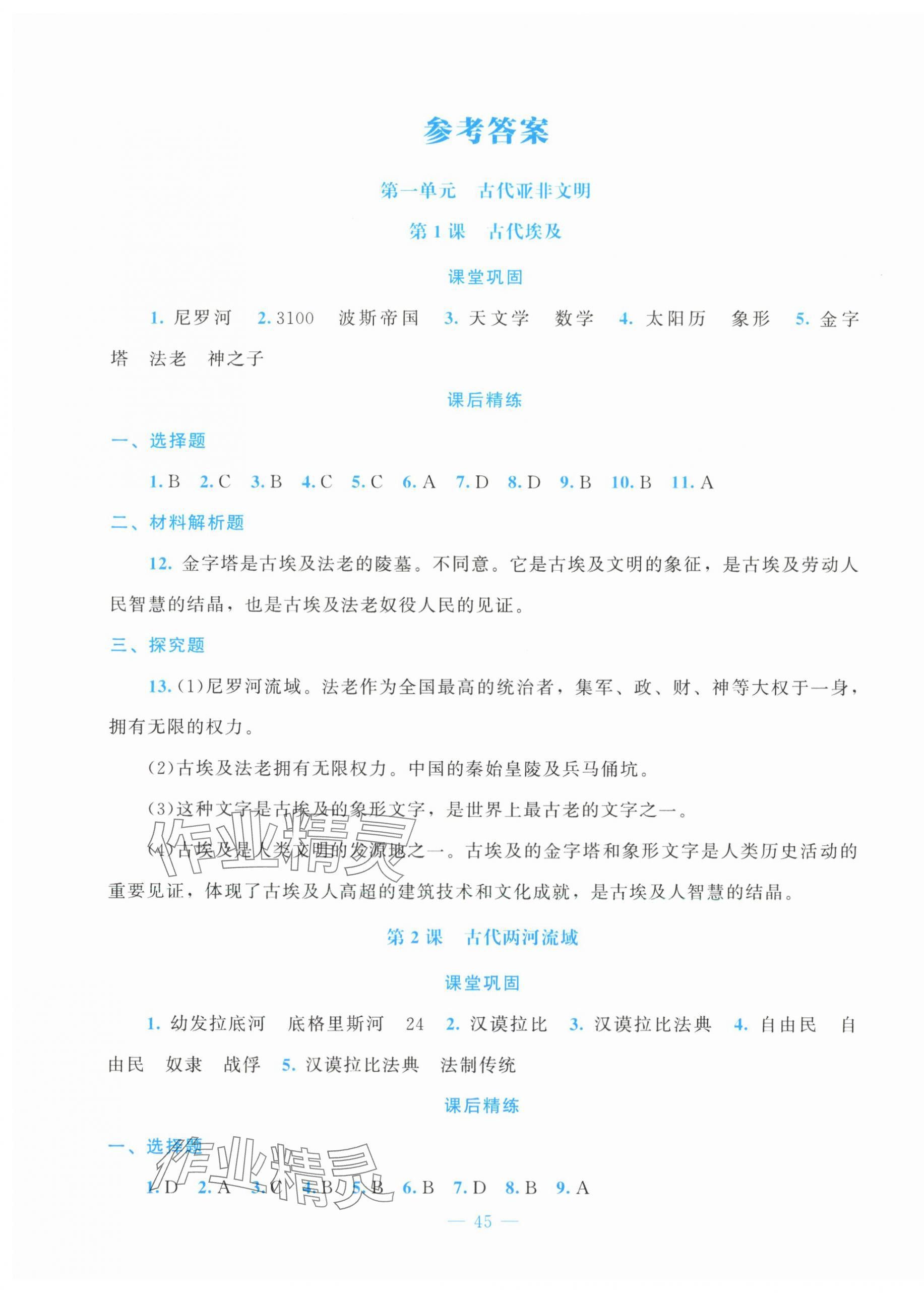 2025年课堂精练九年级历史上册人教版贵州专版 第1页