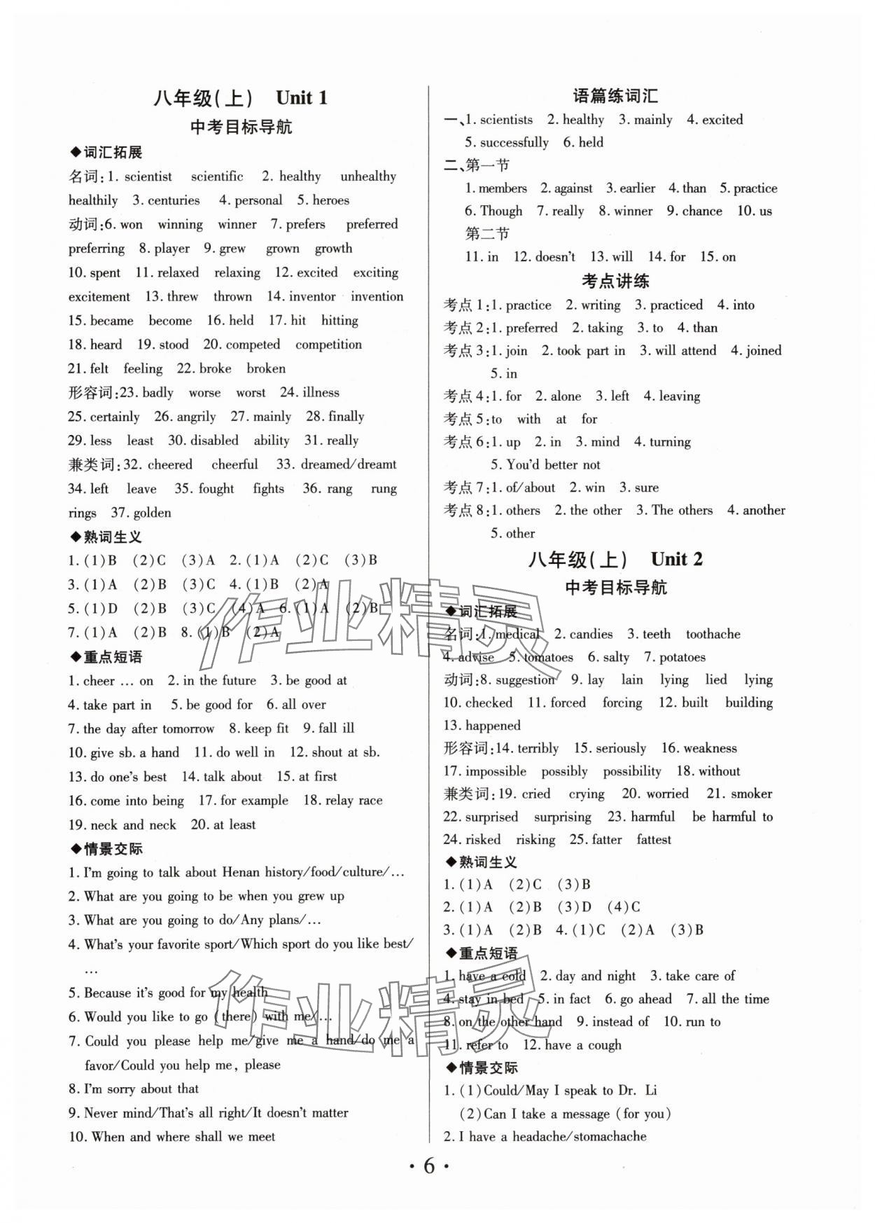 2024年理想中考英语中考河南专版 参考答案第6页