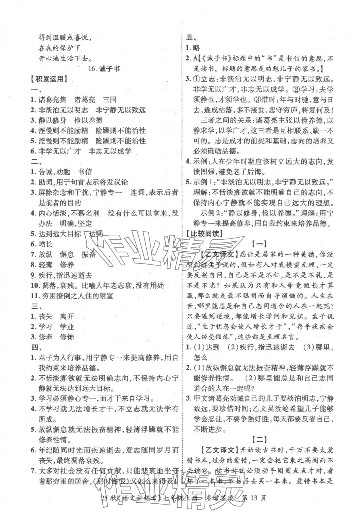 2025年语文讲练考七年级上册人教版 第13页