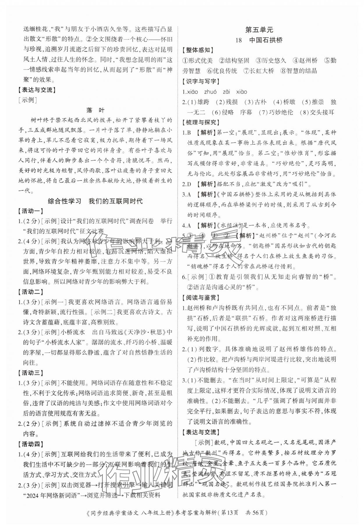 2024年同步經(jīng)典學(xué)案八年級(jí)語文上冊(cè)人教版深圳專版 第13頁