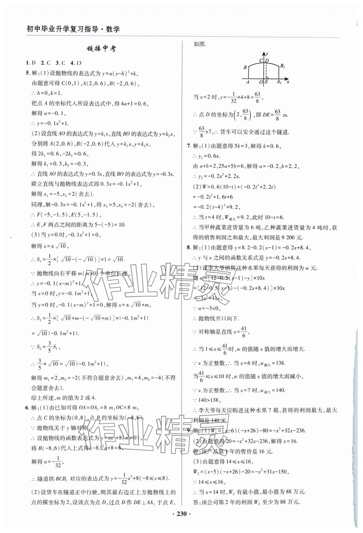 2024年初中畢業(yè)升學(xué)復(fù)習(xí)指導(dǎo)數(shù)學(xué) 參考答案第10頁(yè)