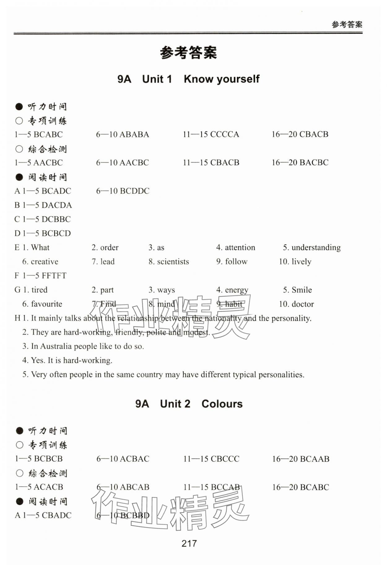 2024年新課標(biāo)初中英語同步聽讀訓(xùn)練九年級(jí)上冊(cè)譯林版 參考答案第1頁