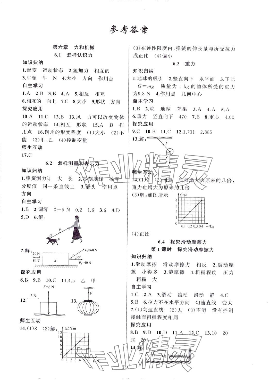 2024年原创新课堂八年级物理下册沪粤版 参考答案第1页